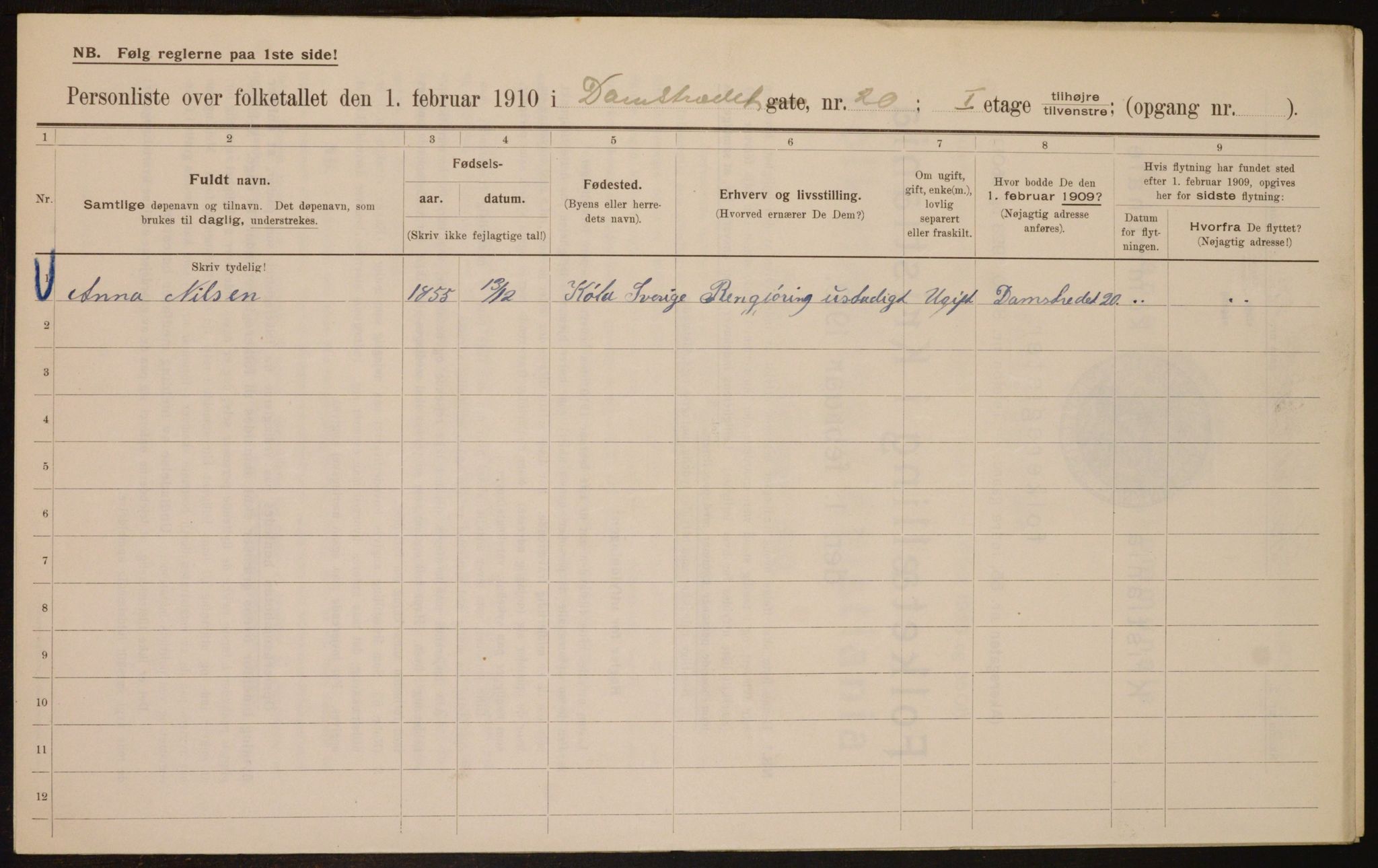 OBA, Municipal Census 1910 for Kristiania, 1910, p. 13949