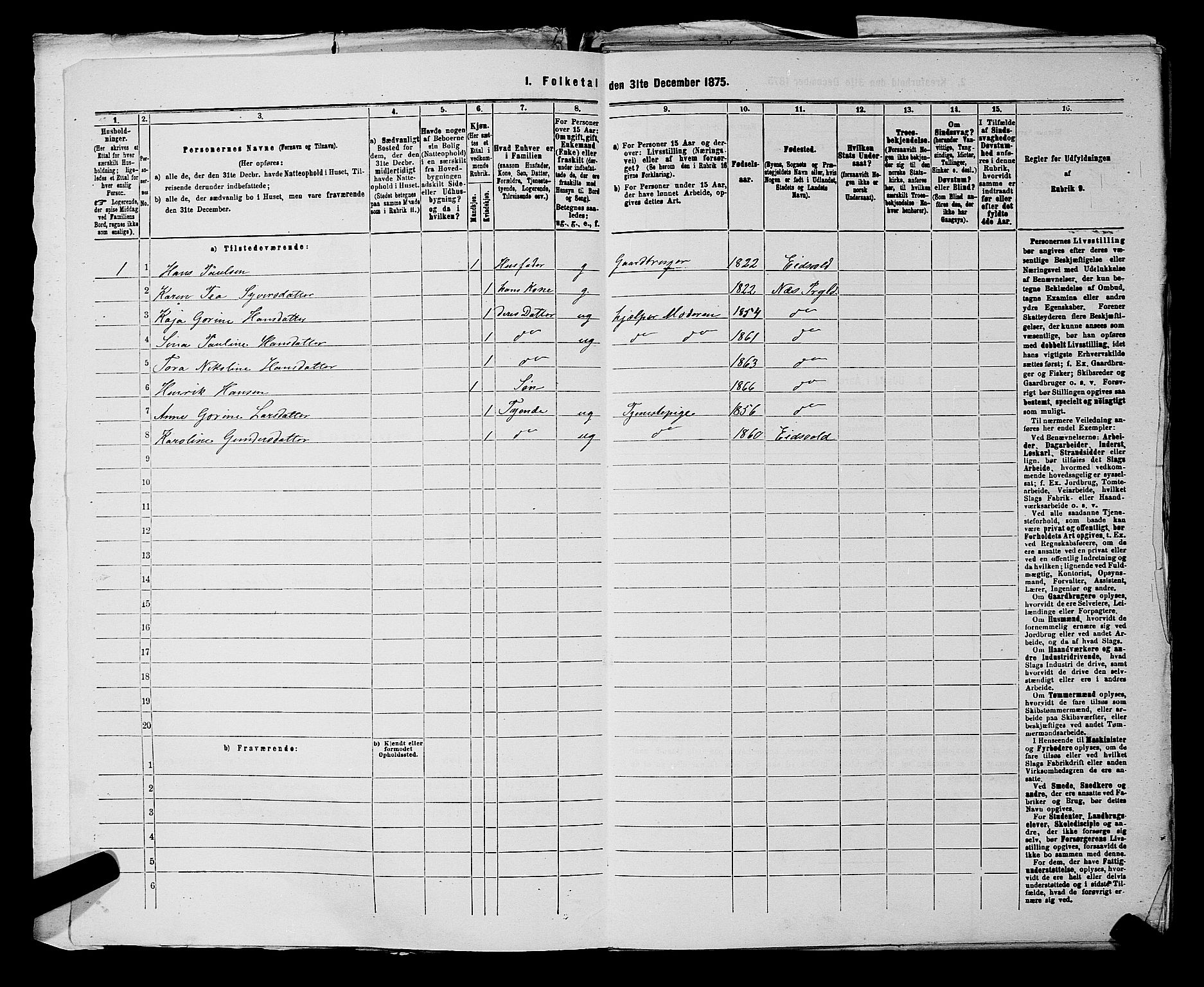 RA, 1875 census for 0236P Nes, 1875, p. 73