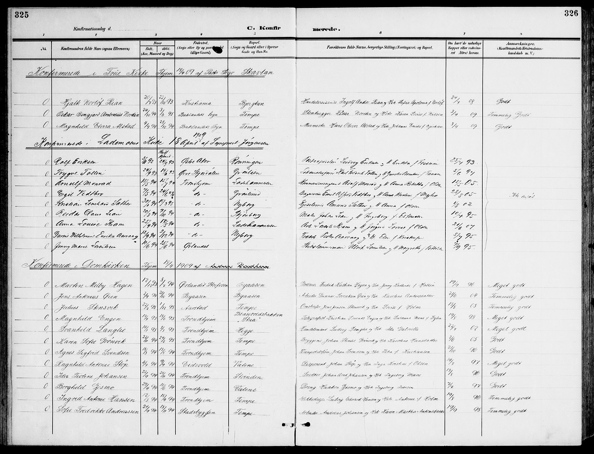 Ministerialprotokoller, klokkerbøker og fødselsregistre - Sør-Trøndelag, SAT/A-1456/607/L0320: Parish register (official) no. 607A04, 1907-1915, p. 325-326