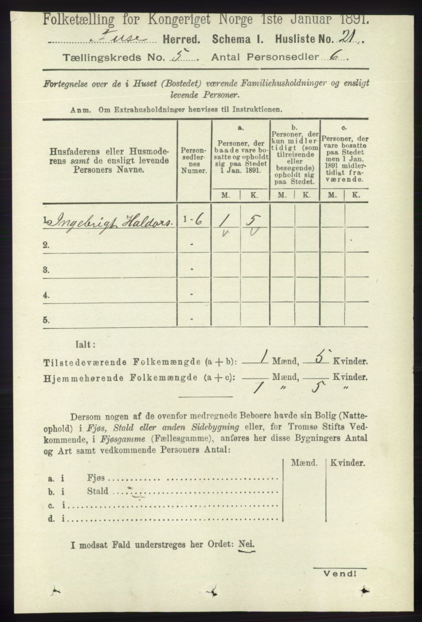 RA, 1891 census for 1241 Fusa, 1891, p. 880