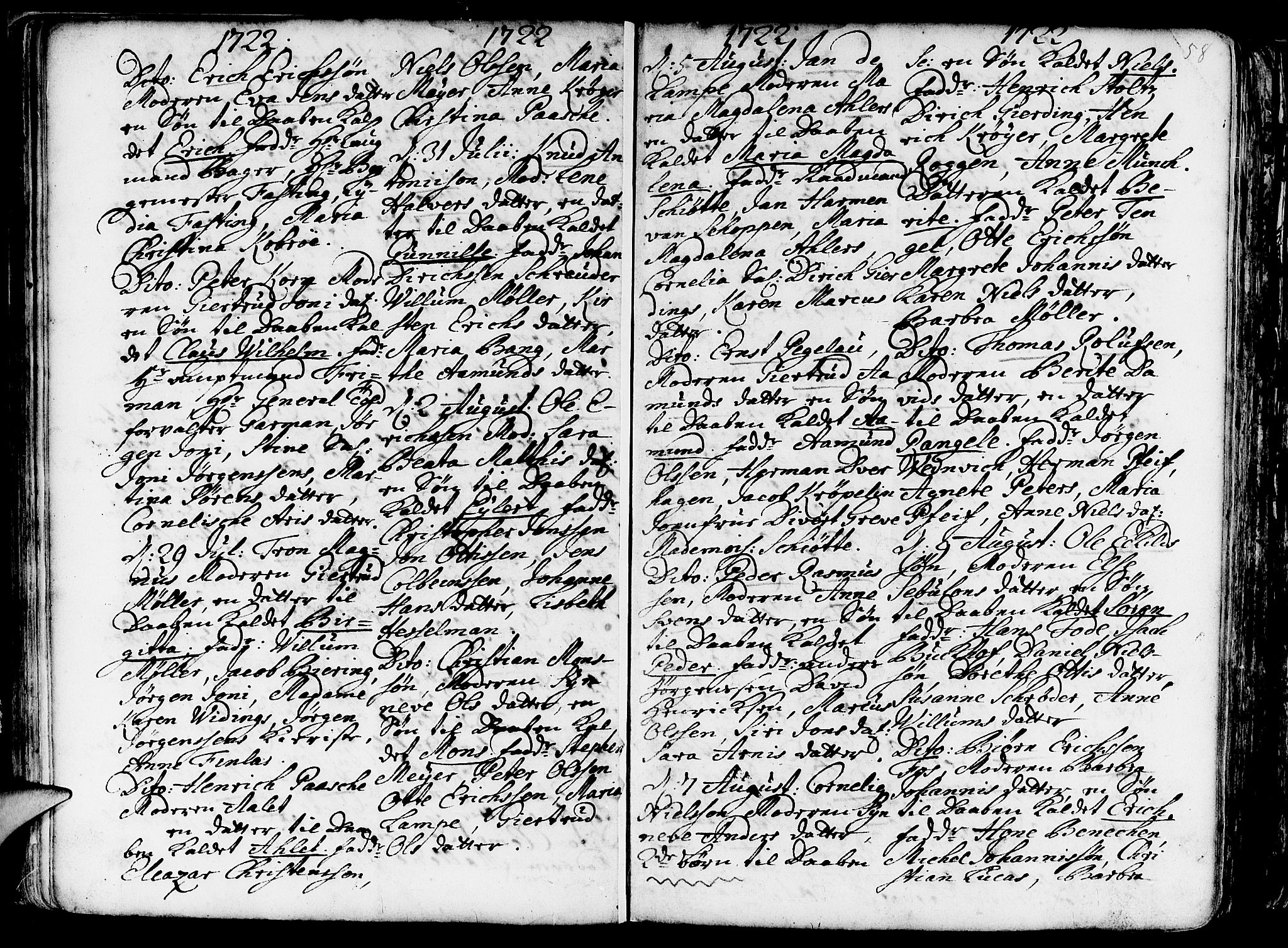 Nykirken Sokneprestembete, AV/SAB-A-77101/H/Haa/L0003: Parish register (official) no. A 3, 1717-1764, p. 58