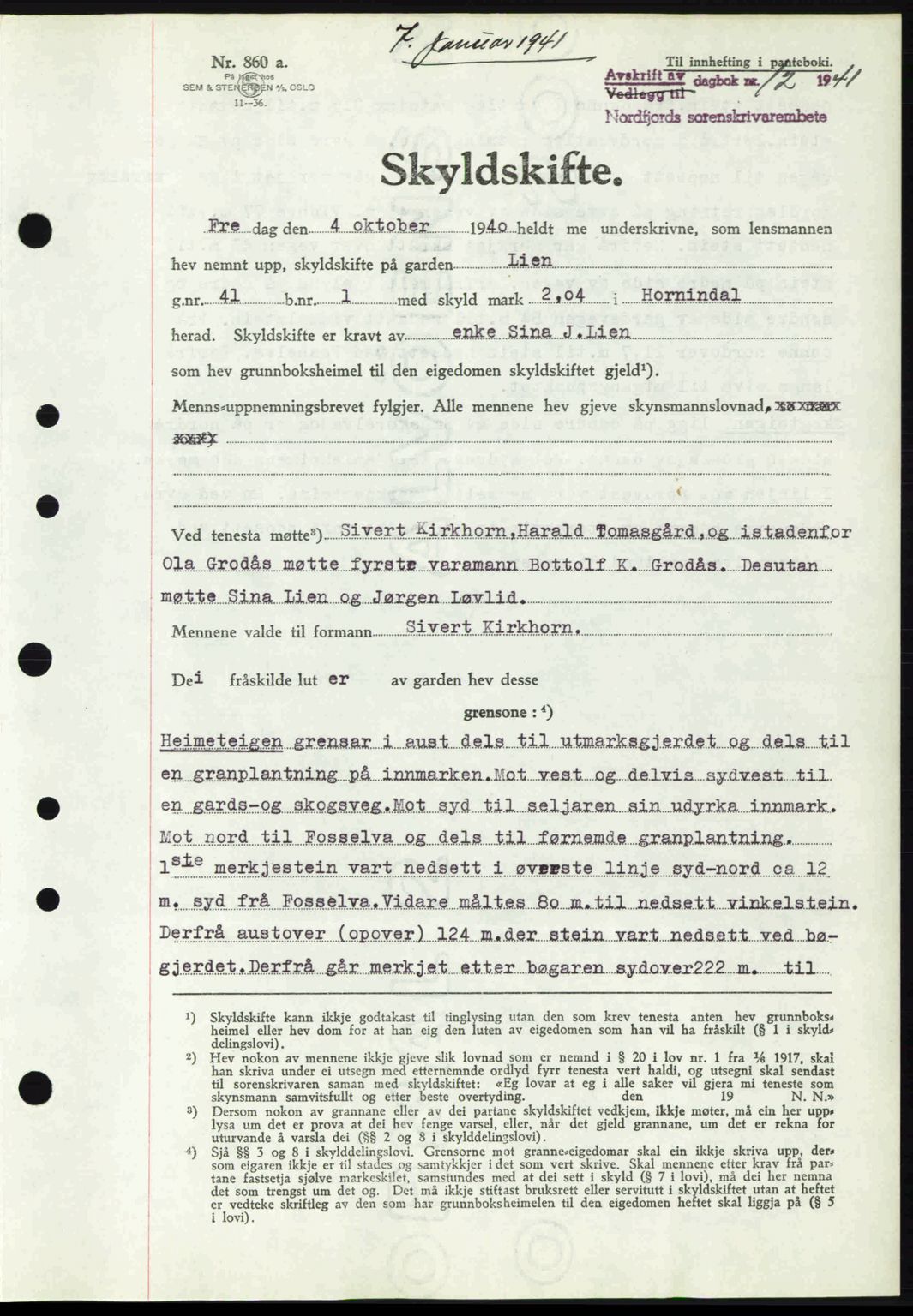 Nordfjord sorenskriveri, AV/SAB-A-2801/02/02b/02bj/L0006: Mortgage book no. A6, 1940-1941, Diary no: : 12/1941