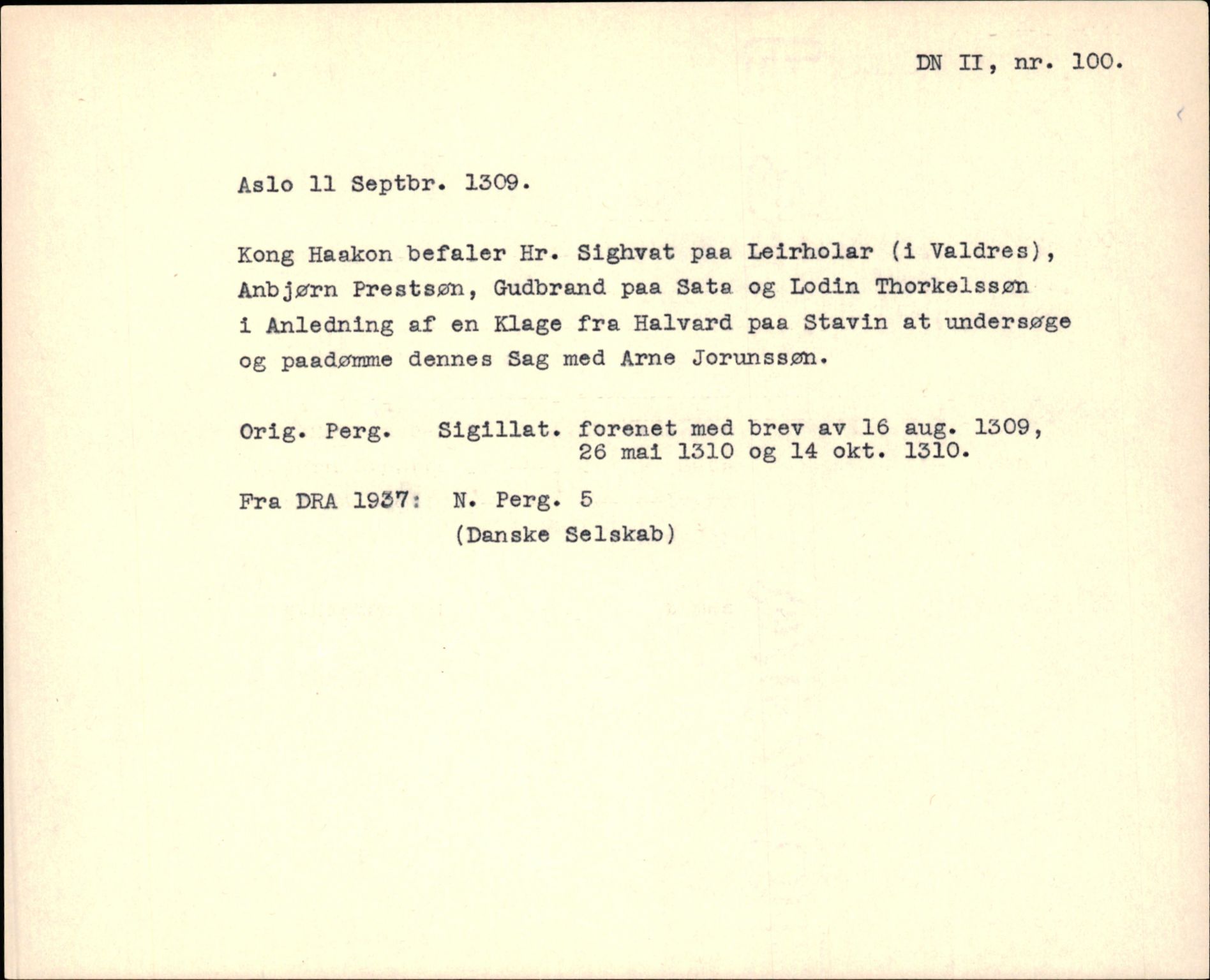 Riksarkivets diplomsamling, AV/RA-EA-5965/F35/F35f/L0003: Regestsedler: Diplomer fra DRA 1937 og 1996, p. 23