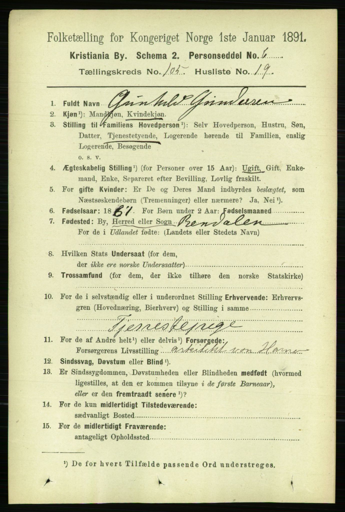 RA, 1891 census for 0301 Kristiania, 1891, p. 53637