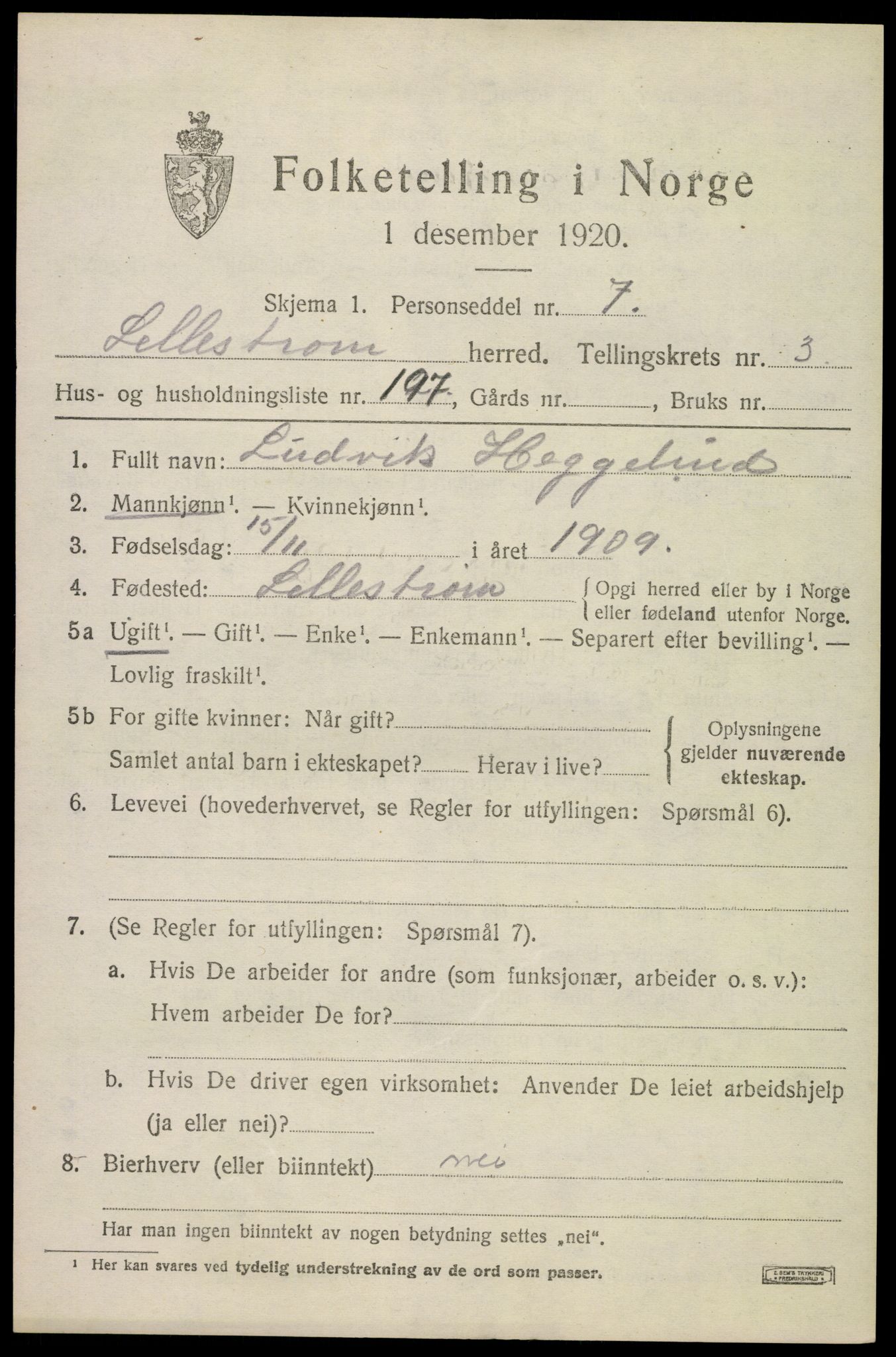 SAO, 1920 census for Lillestrøm, 1920, p. 10546