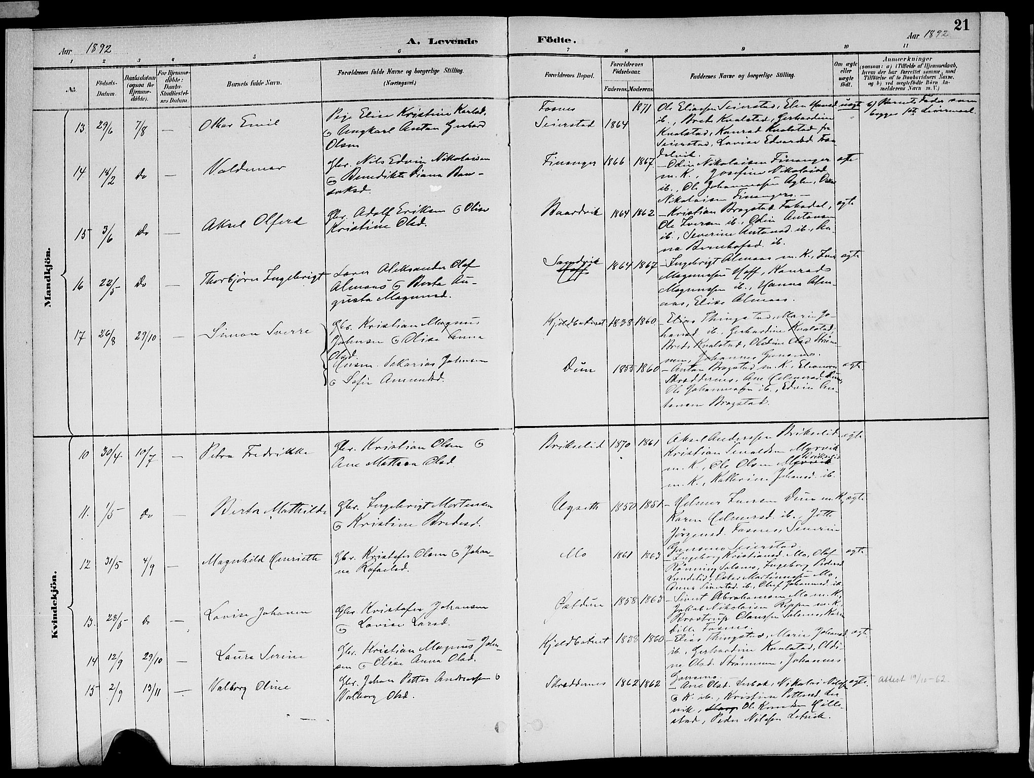 Ministerialprotokoller, klokkerbøker og fødselsregistre - Nord-Trøndelag, SAT/A-1458/773/L0617: Parish register (official) no. 773A08, 1887-1910, p. 21