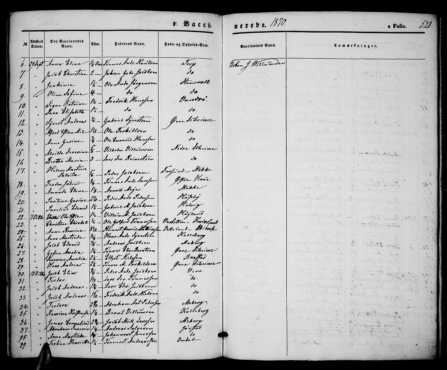 Lista sokneprestkontor, SAK/1111-0027/F/Fb/L0003: Parish register (copy) no. B 3, 1862-1877, p. 528