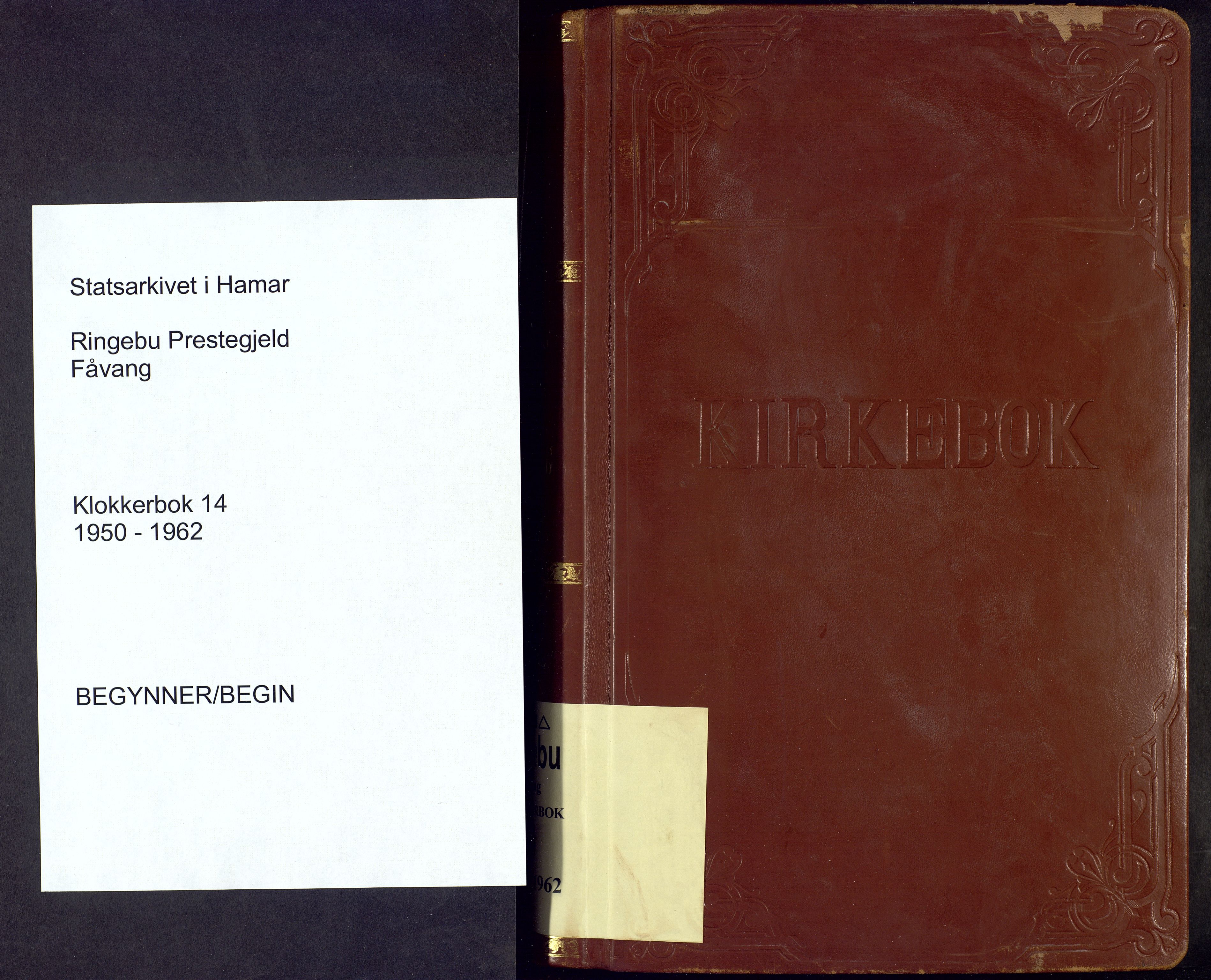 Ringebu prestekontor, SAH/PREST-082/H/Ha/Hab/L0014: Parish register (copy) no. 14, 1950-1962