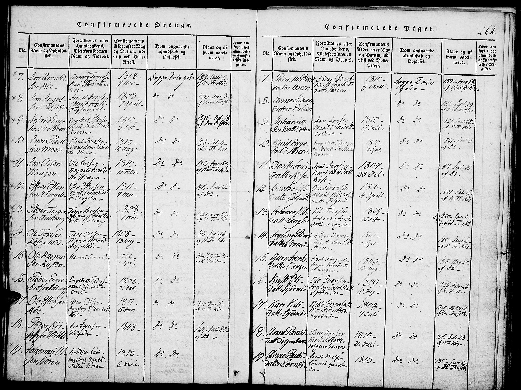 Tolga prestekontor, AV/SAH-PREST-062/K/L0004: Parish register (official) no. 4, 1815-1836, p. 262