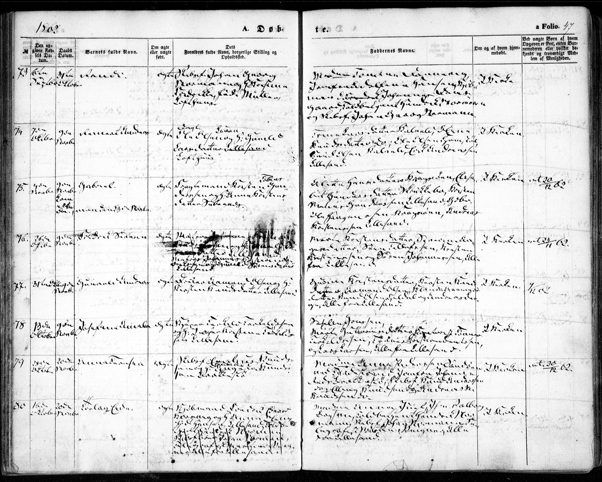 Vestre Moland sokneprestkontor, AV/SAK-1111-0046/F/Fa/Fab/L0007: Parish register (official) no. A 7, 1859-1872, p. 47