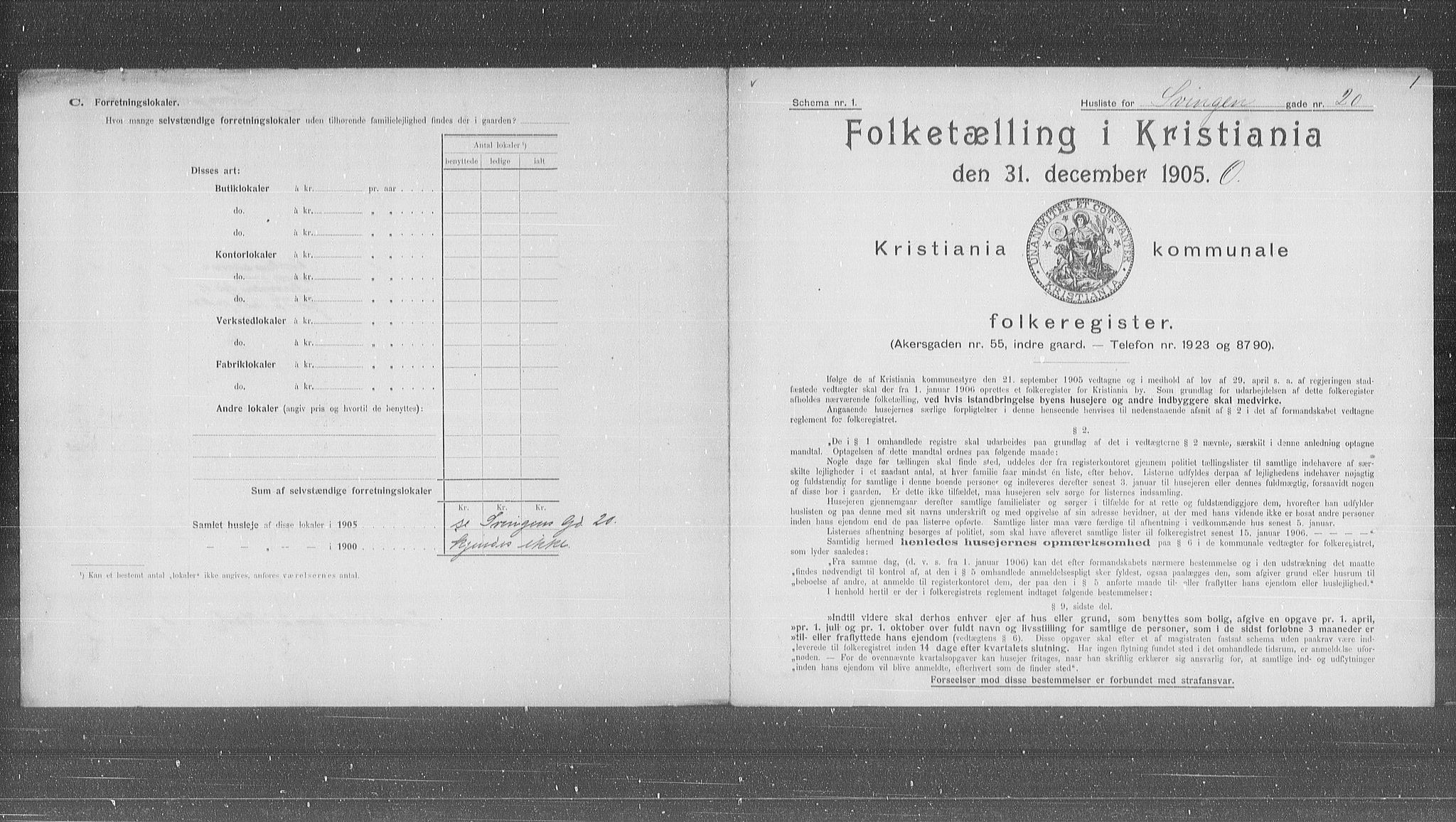 OBA, Municipal Census 1905 for Kristiania, 1905, p. 55469