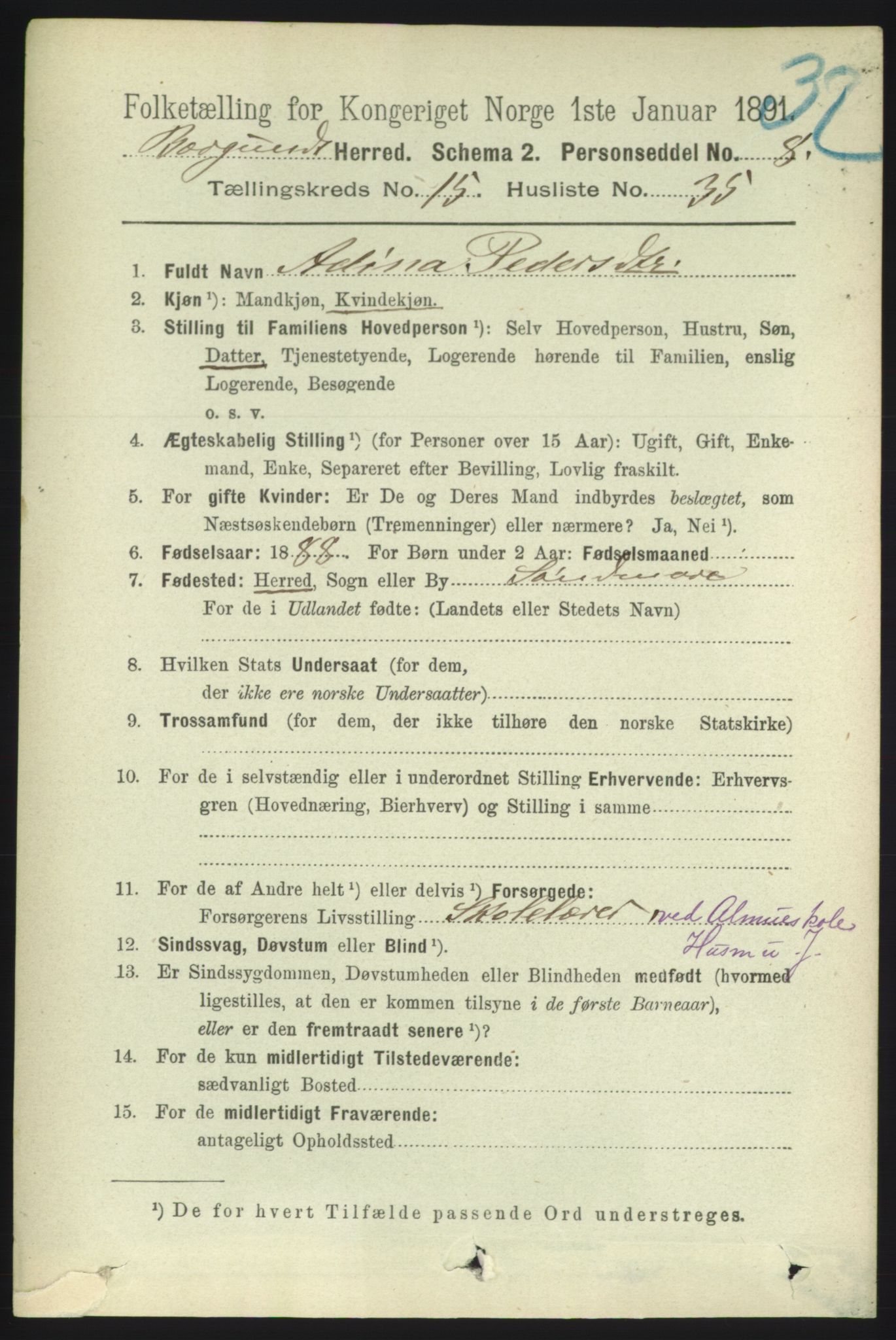 RA, 1891 census for 1531 Borgund, 1891, p. 4740