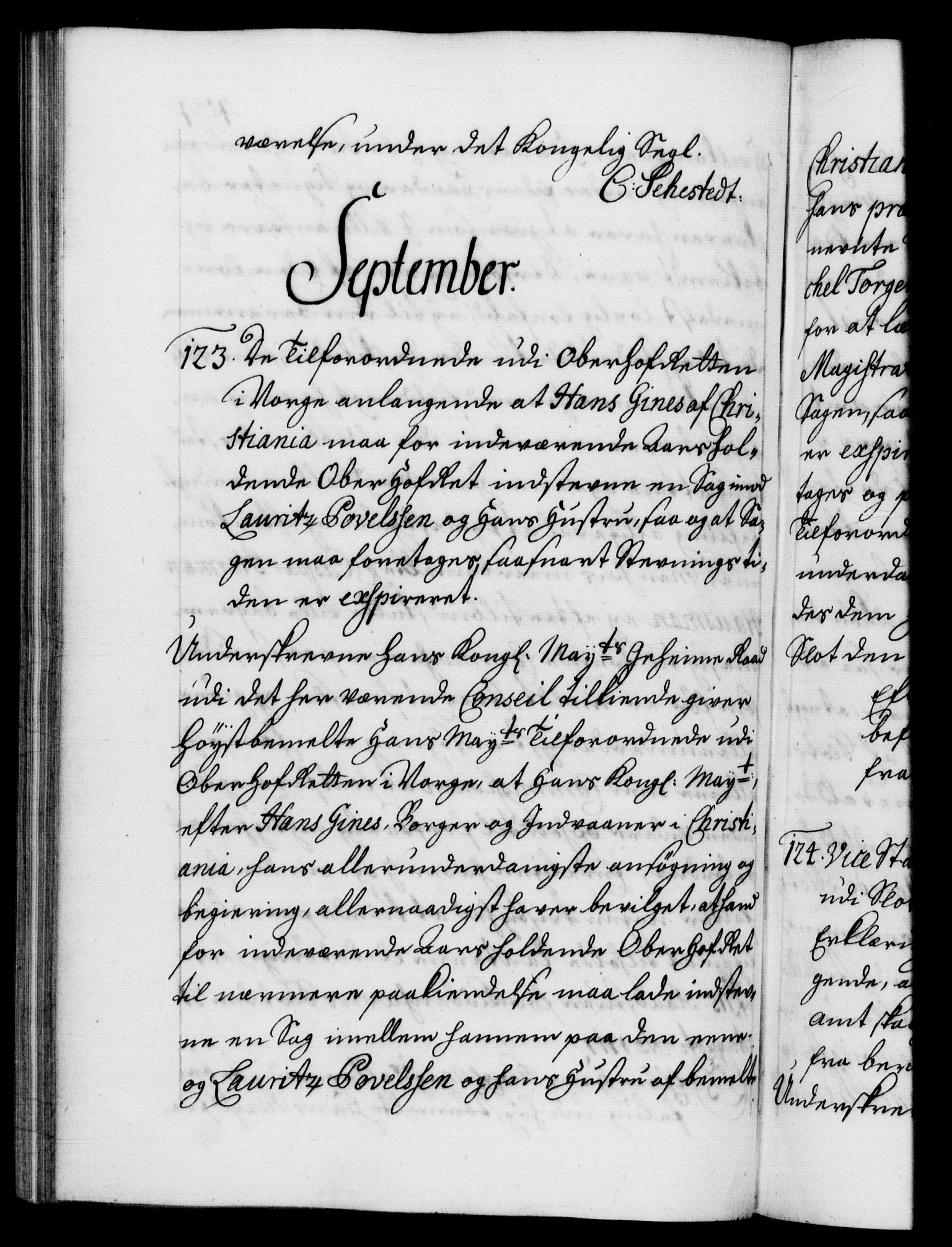 Danske Kanselli 1572-1799, AV/RA-EA-3023/F/Fc/Fca/Fcab/L0020: Norske tegnelser, 1715-1718, p. 424b