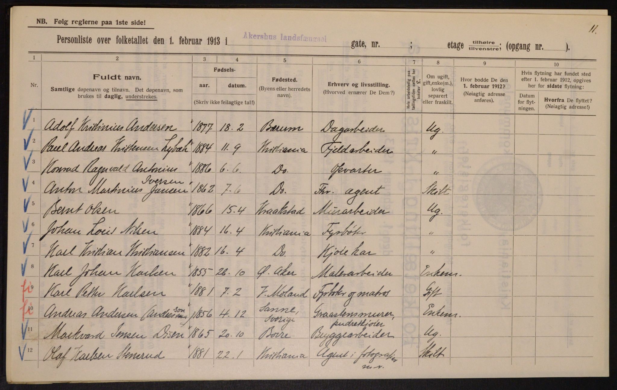 OBA, Municipal Census 1913 for Kristiania, 1913, p. 24218