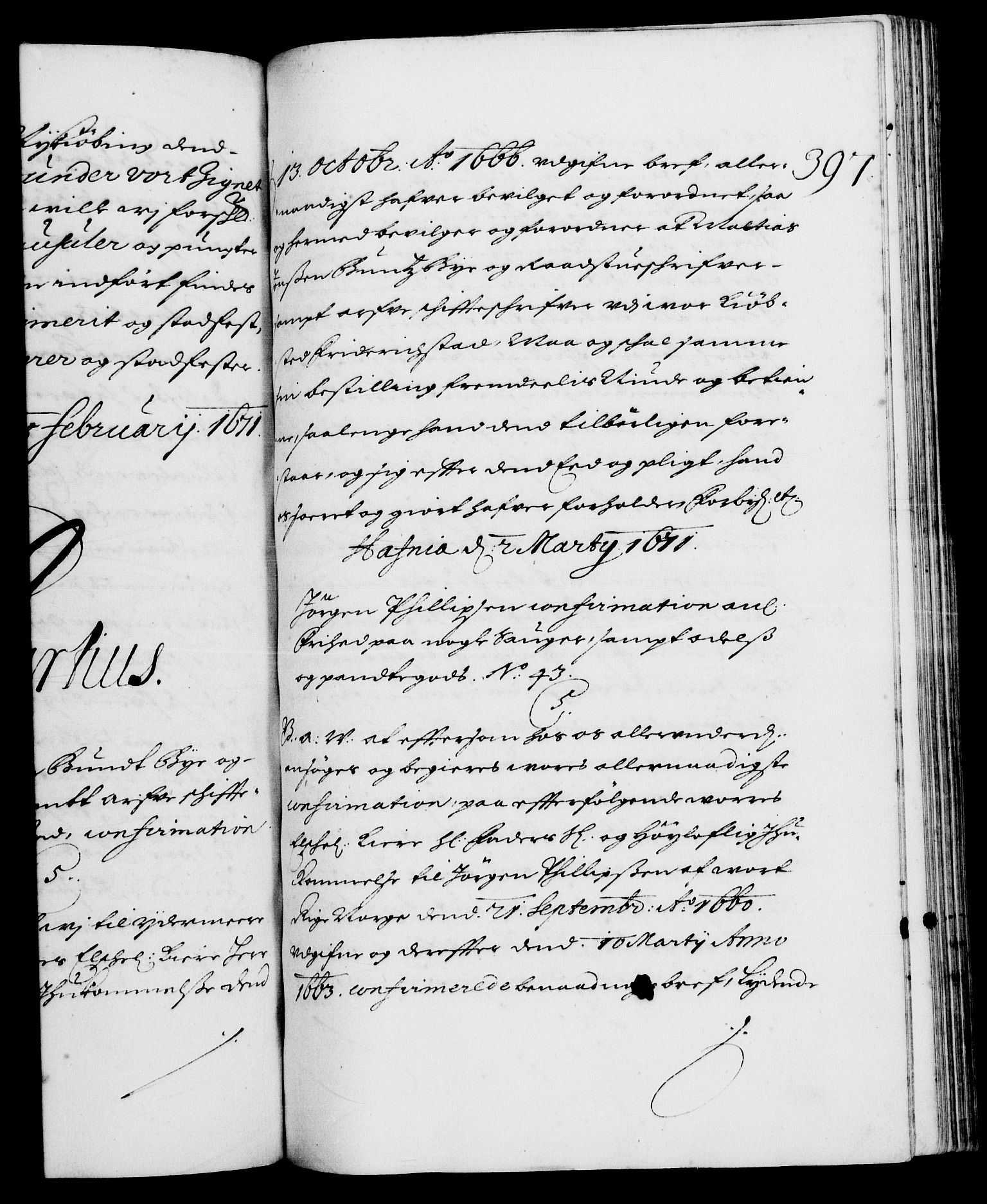 Danske Kanselli 1572-1799, RA/EA-3023/F/Fc/Fca/Fcaa/L0011: Norske registre (mikrofilm), 1670-1673, p. 397a