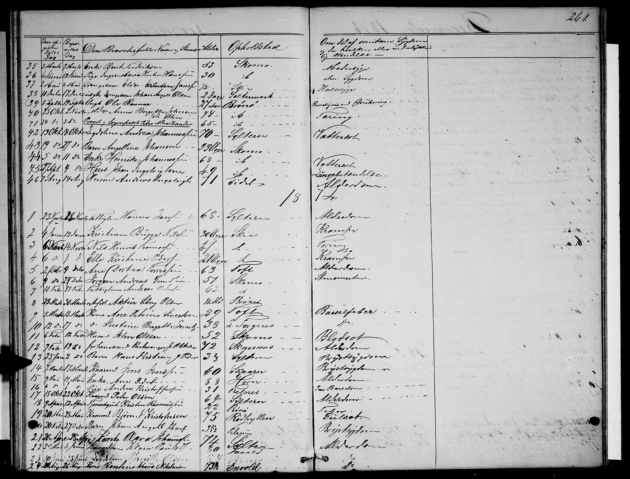 Ministerialprotokoller, klokkerbøker og fødselsregistre - Nordland, SAT/A-1459/813/L0212: Parish register (copy) no. 813C04, 1864-1886, p. 261