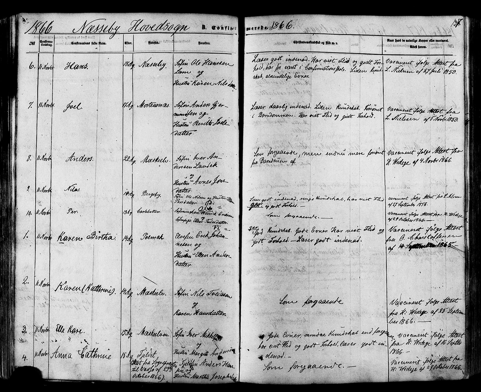 Nesseby sokneprestkontor, SATØ/S-1330/H/Ha/L0003kirke: Parish register (official) no. 3 /1, 1865-1876, p. 137