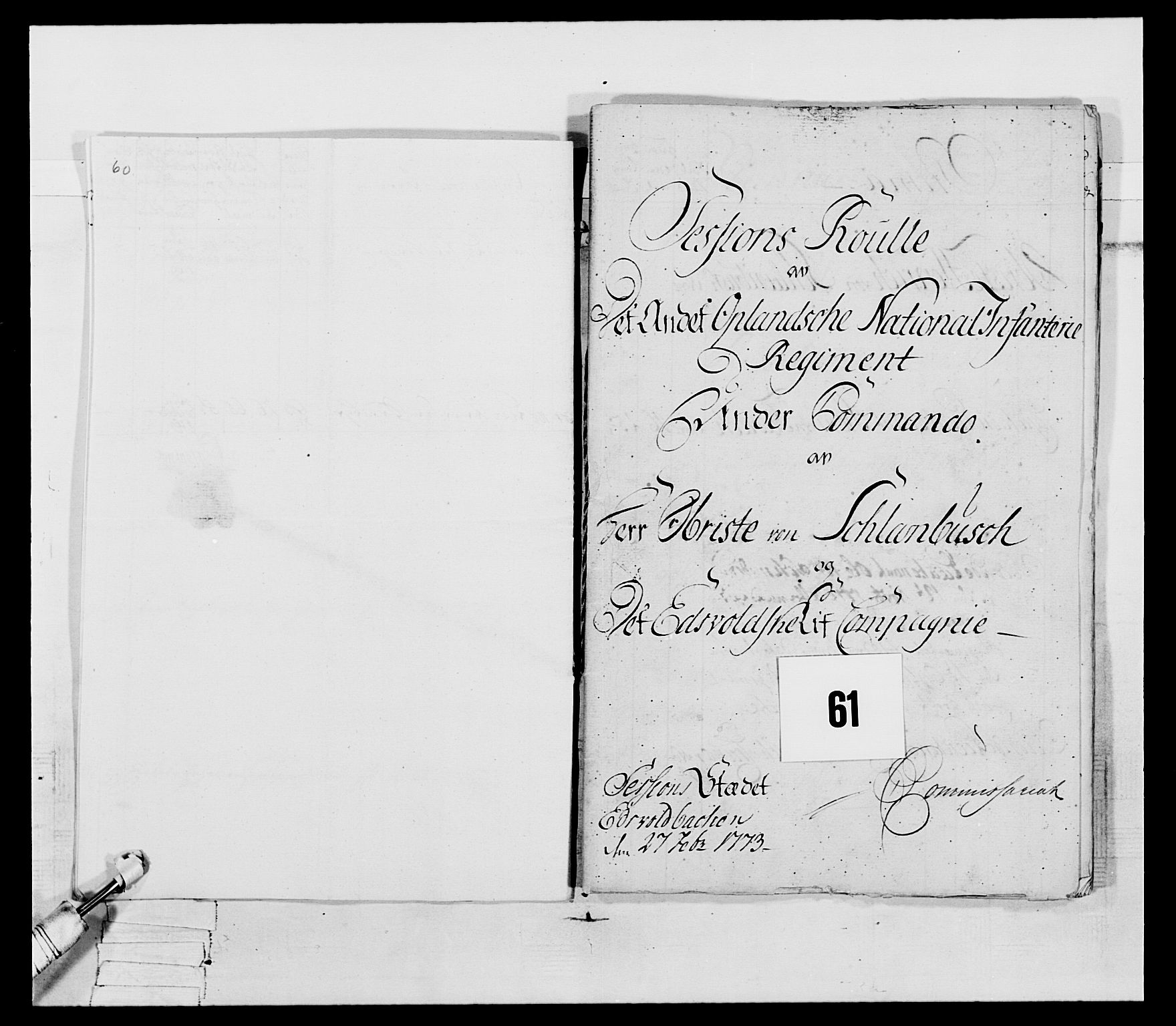 Generalitets- og kommissariatskollegiet, Det kongelige norske kommissariatskollegium, AV/RA-EA-5420/E/Eh/L0062: 2. Opplandske nasjonale infanteriregiment, 1769-1773, p. 418