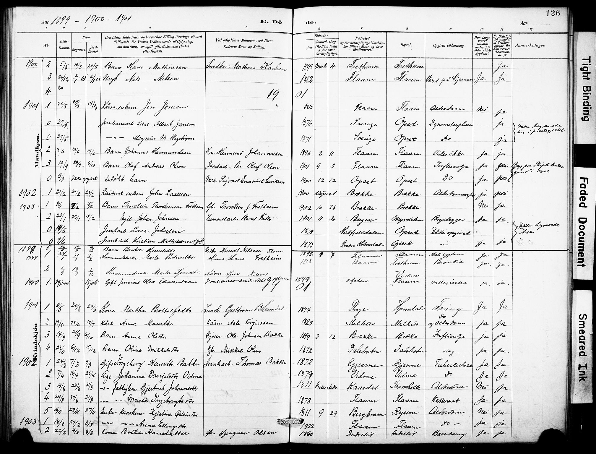 Aurland sokneprestembete, SAB/A-99937/H/Hb/Hbb/L0002: Parish register (copy) no. B 2, 1887-1929, p. 126