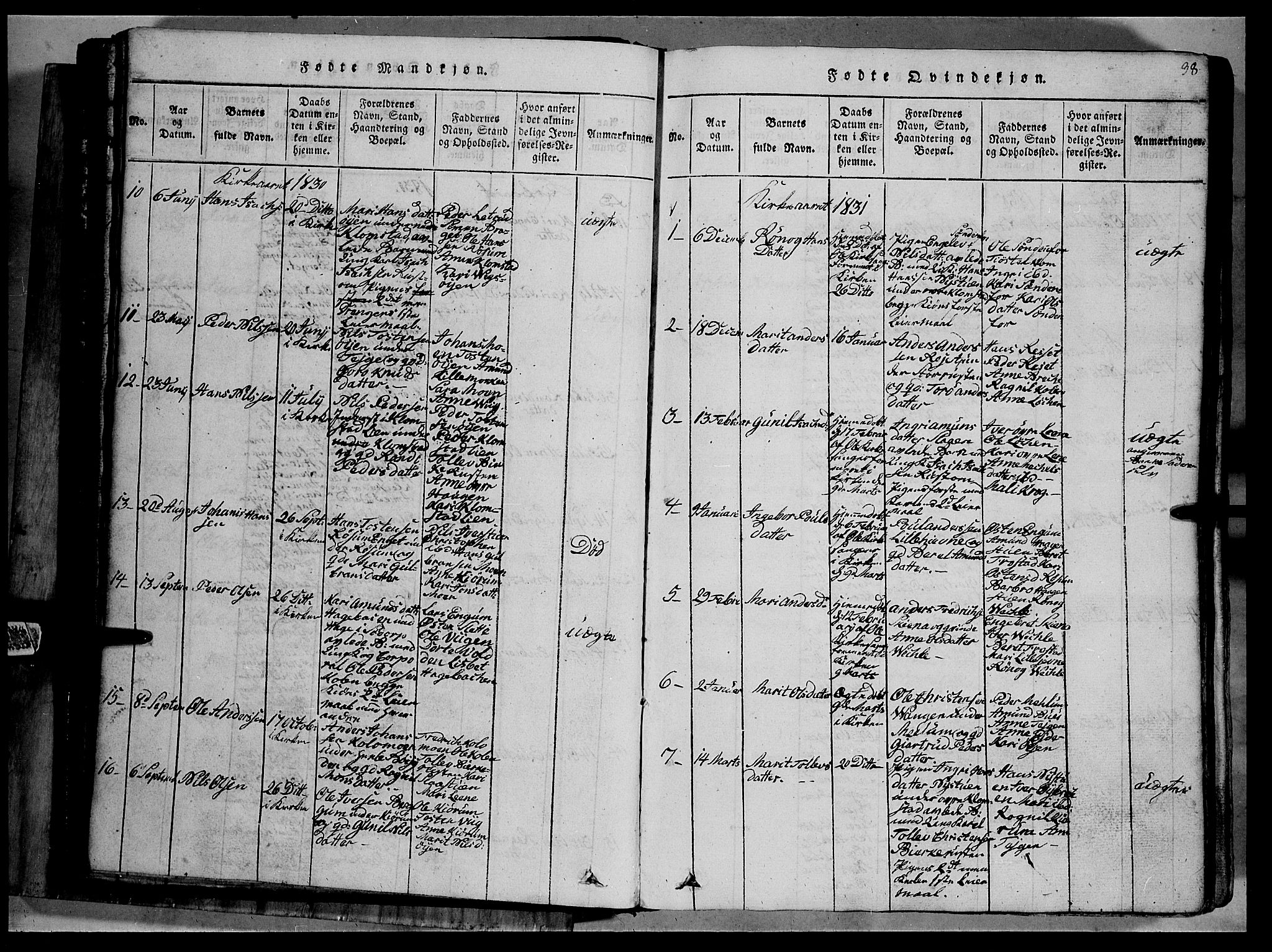Fron prestekontor, SAH/PREST-078/H/Ha/Hab/L0002: Parish register (copy) no. 2, 1816-1850, p. 38