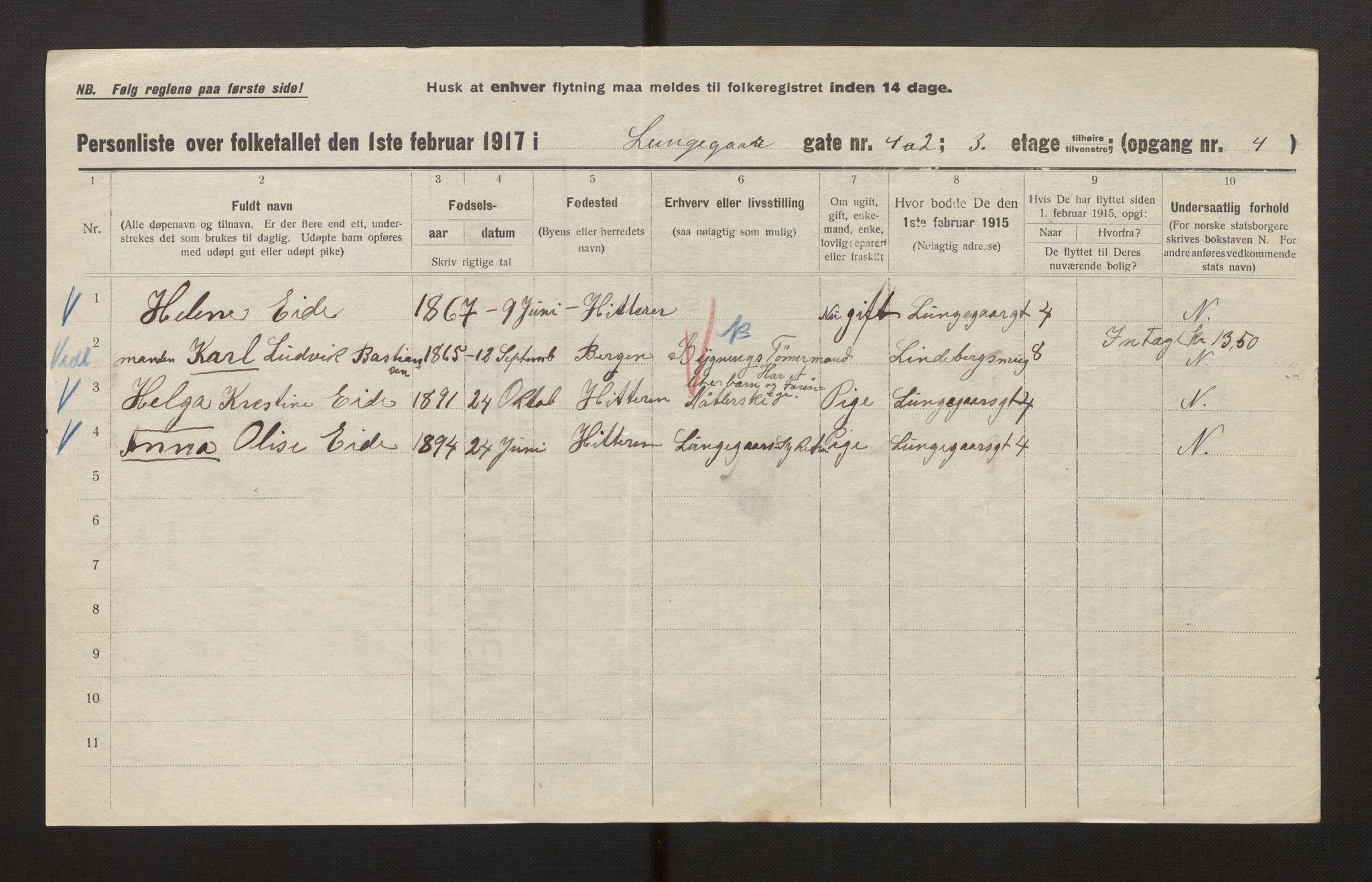 SAB, Municipal Census 1917 for Bergen, 1917, p. 21742