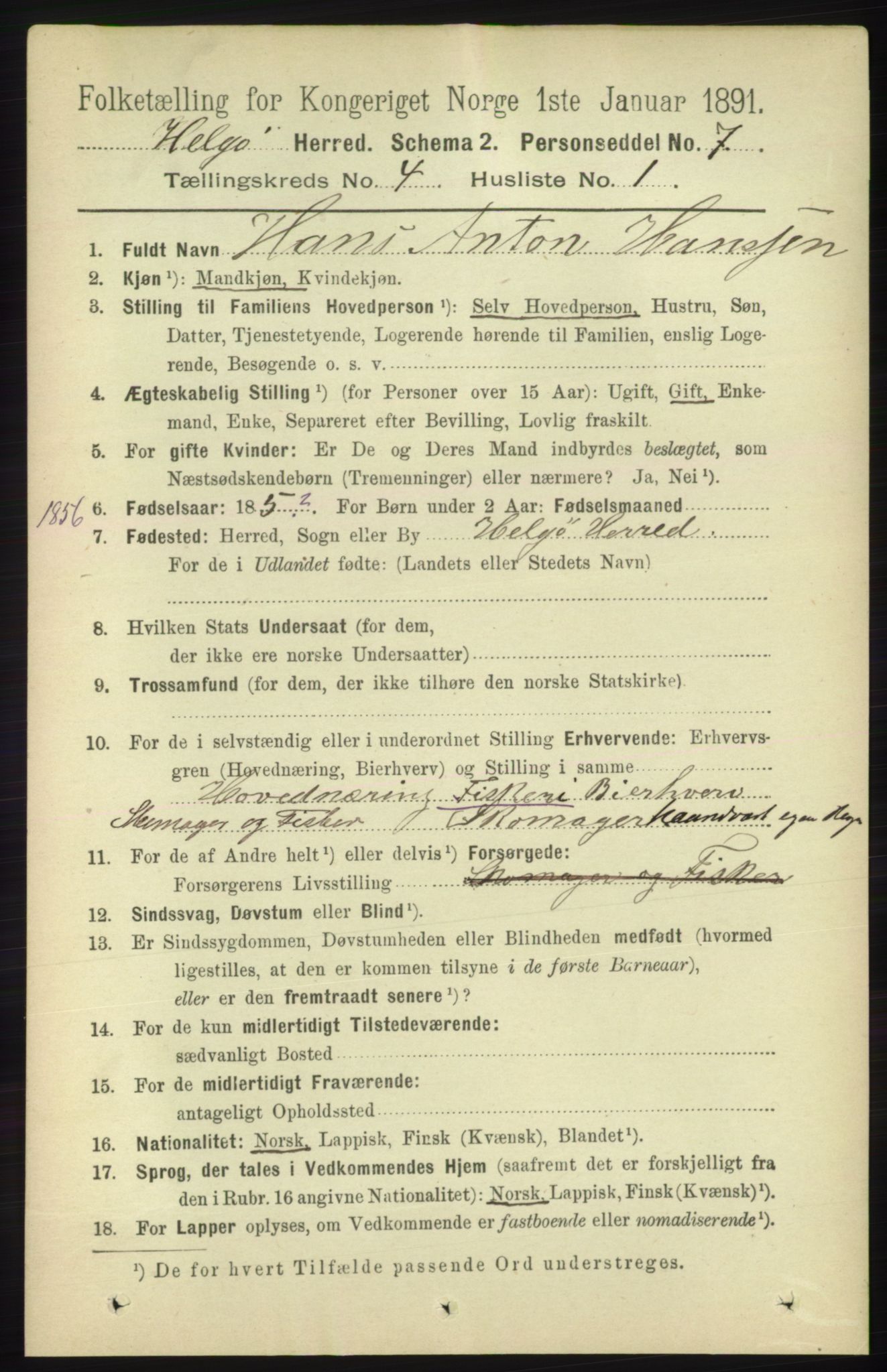 RA, 1891 census for 1935 Helgøy, 1891, p. 1017