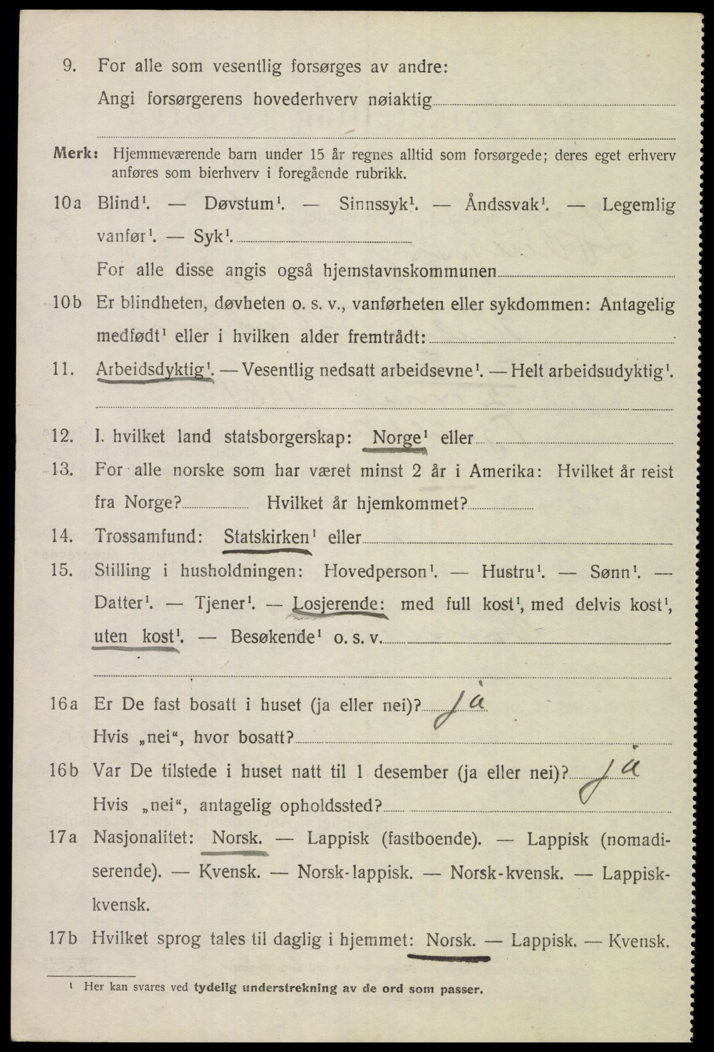 SAT, 1920 census for Lødingen, 1920, p. 4564