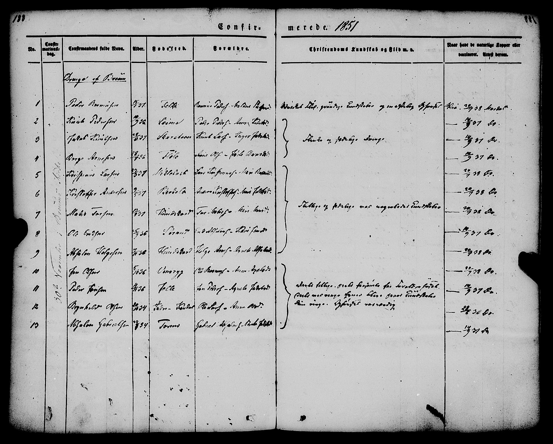 Gloppen sokneprestembete, SAB/A-80101/H/Haa/Haaa/L0008: Parish register (official) no. A 8, 1837-1855, p. 188