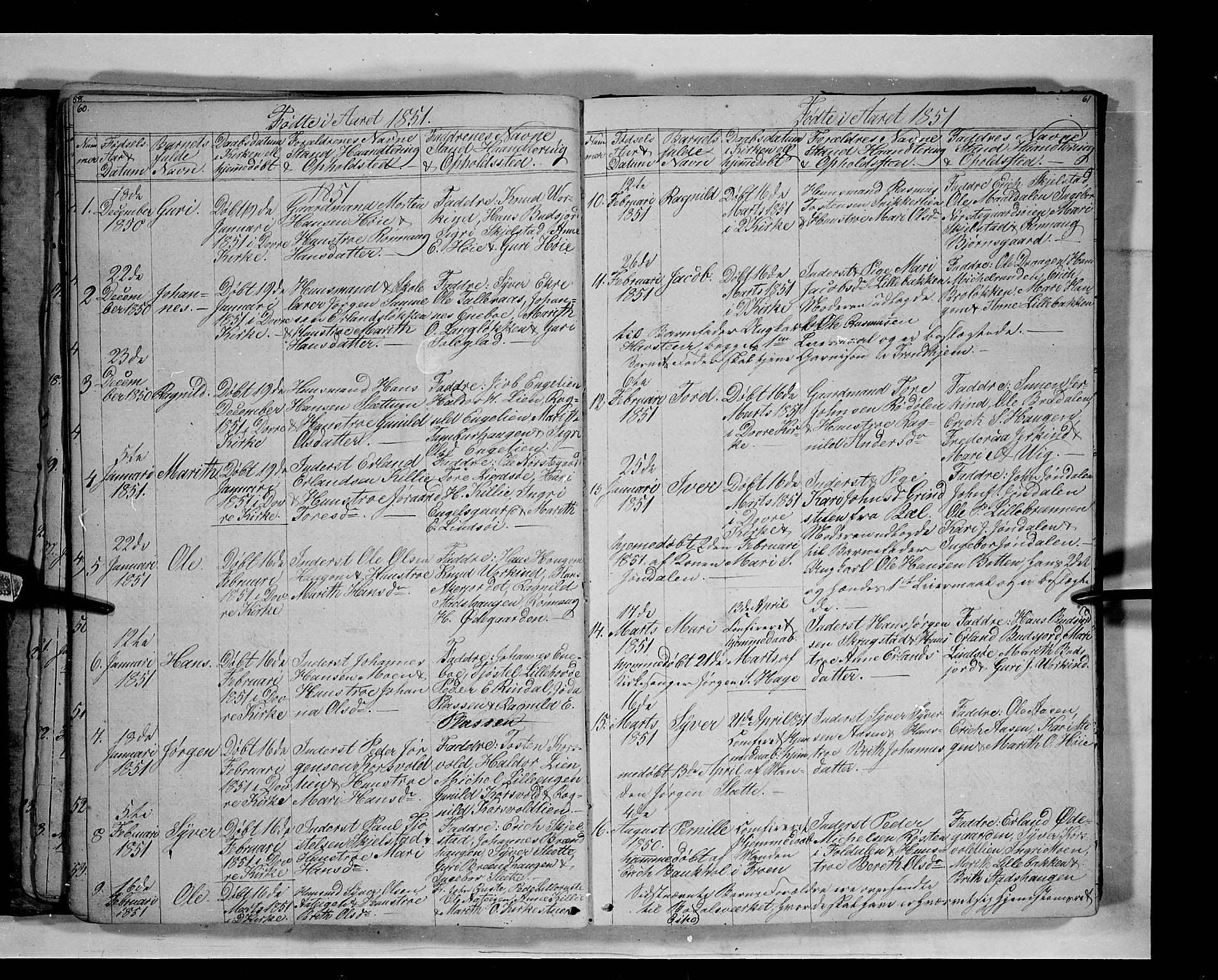 Lesja prestekontor, SAH/PREST-068/H/Ha/Hab/L0003: Parish register (copy) no. 3, 1842-1862, p. 60-61