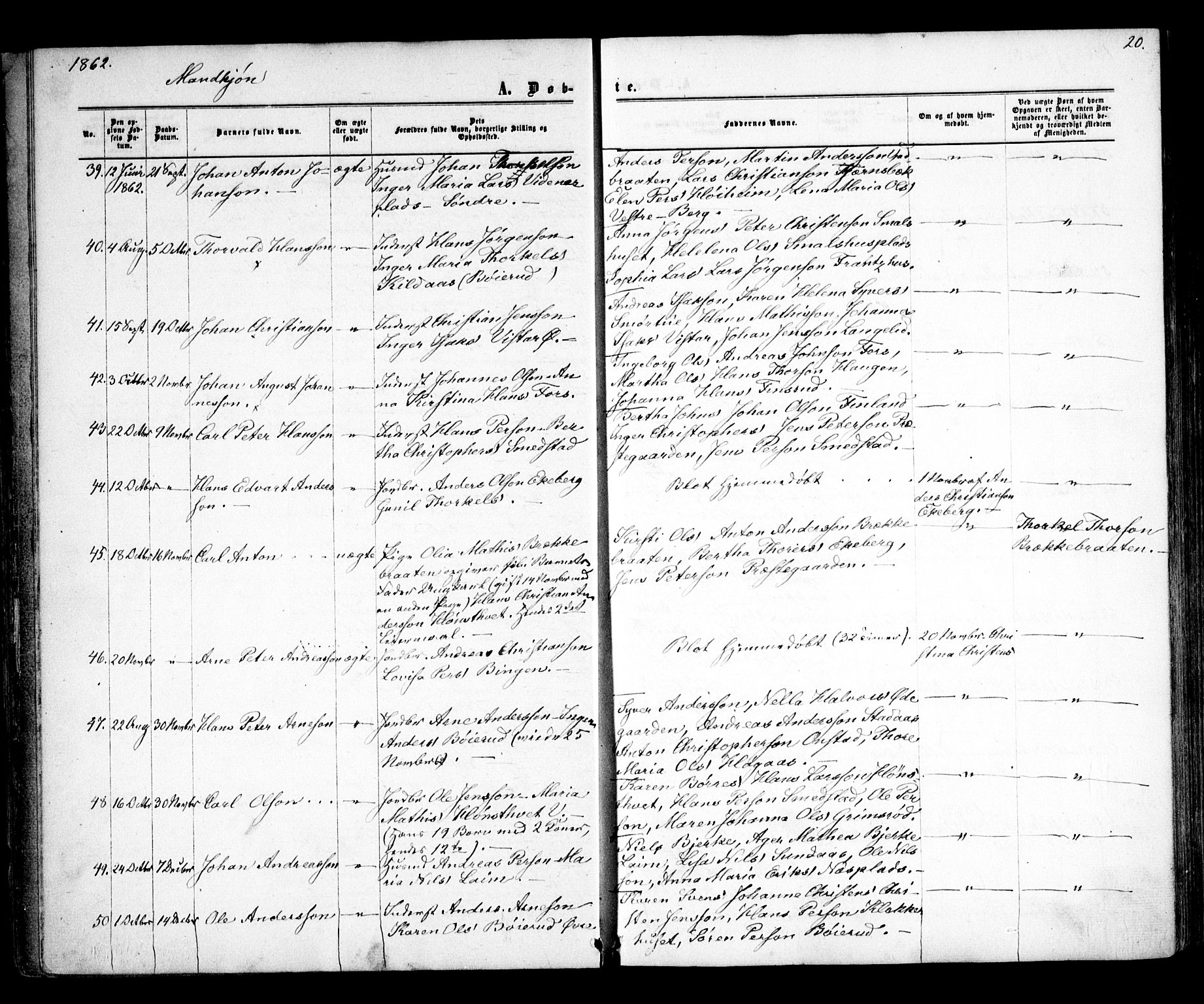 Skiptvet prestekontor Kirkebøker, AV/SAO-A-20009/F/Fa/L0007: Parish register (official) no. 7, 1861-1866, p. 20