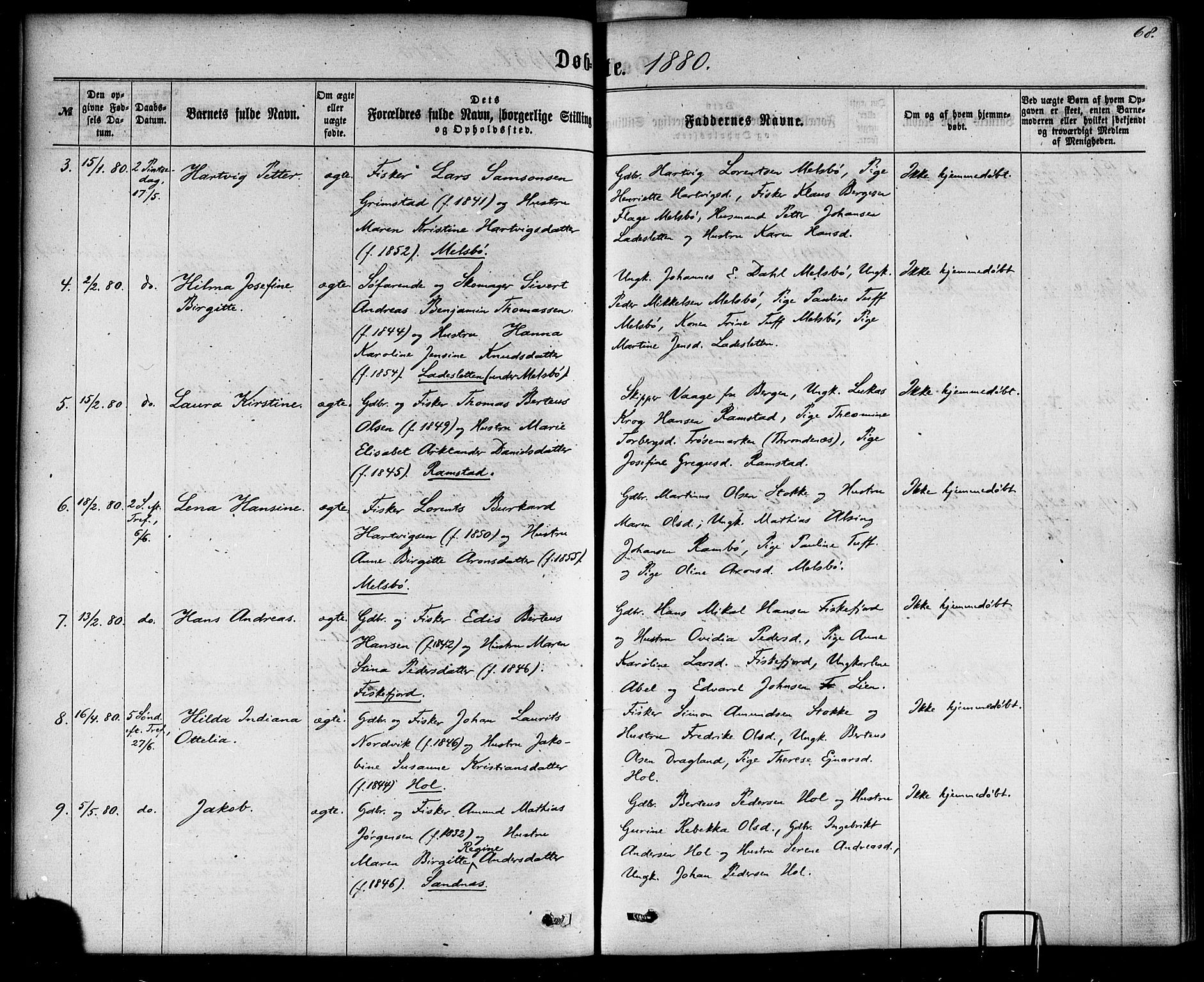 Ministerialprotokoller, klokkerbøker og fødselsregistre - Nordland, AV/SAT-A-1459/865/L0923: Parish register (official) no. 865A01, 1864-1884, p. 68