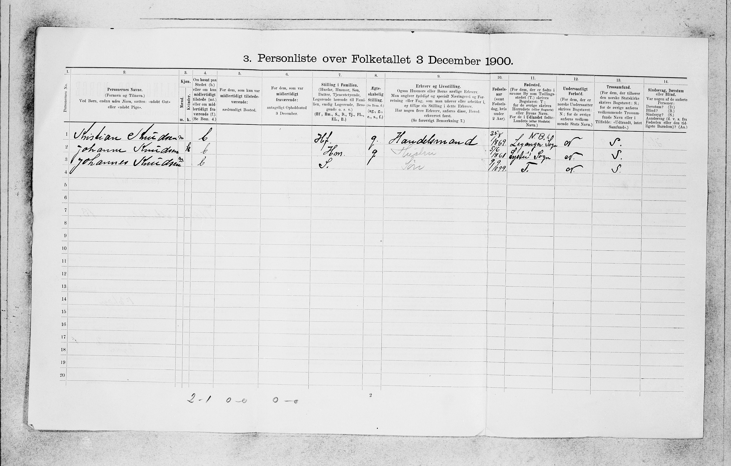 SAB, 1900 census for Bergen, 1900, p. 2935