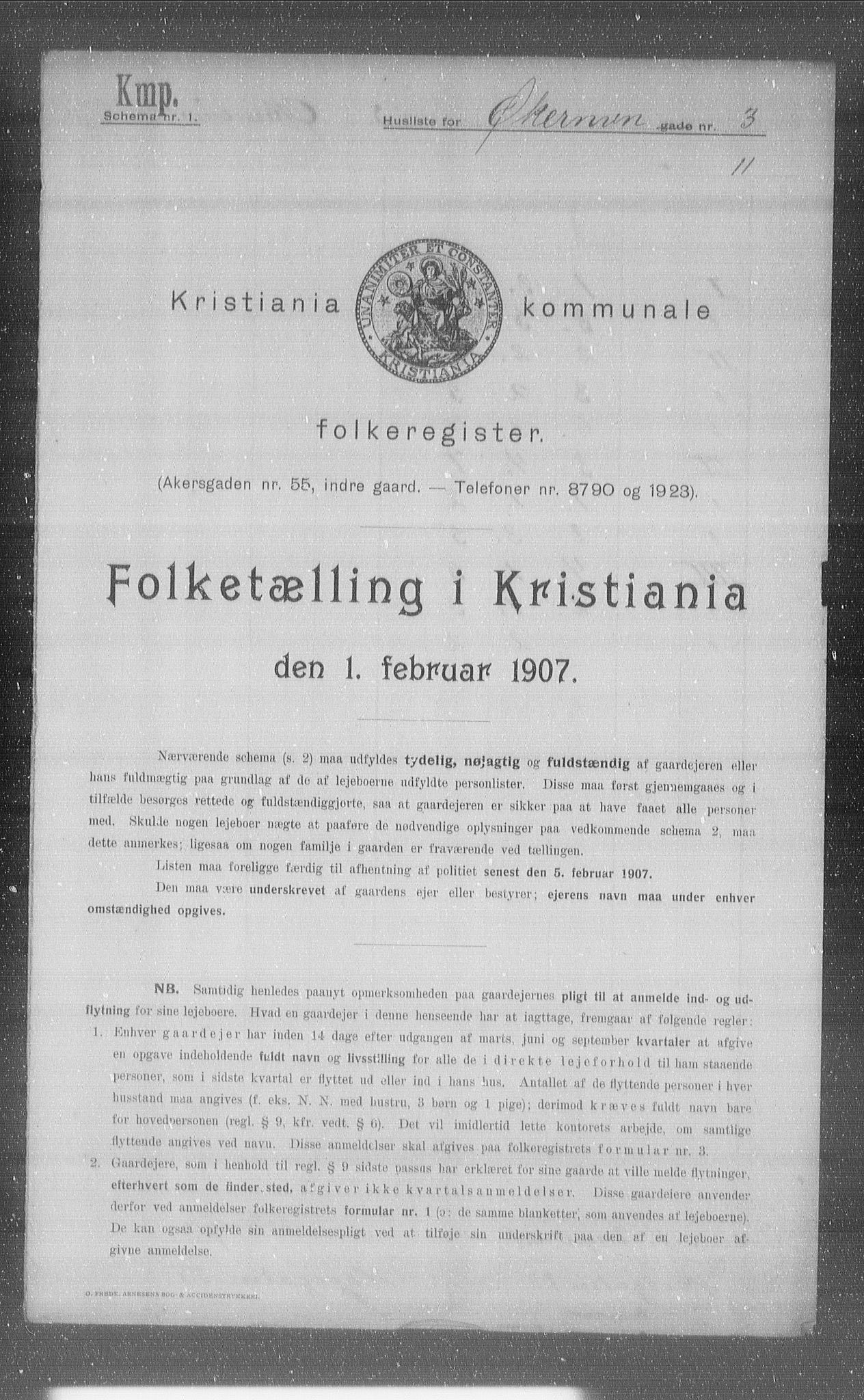 OBA, Municipal Census 1907 for Kristiania, 1907, p. 65439