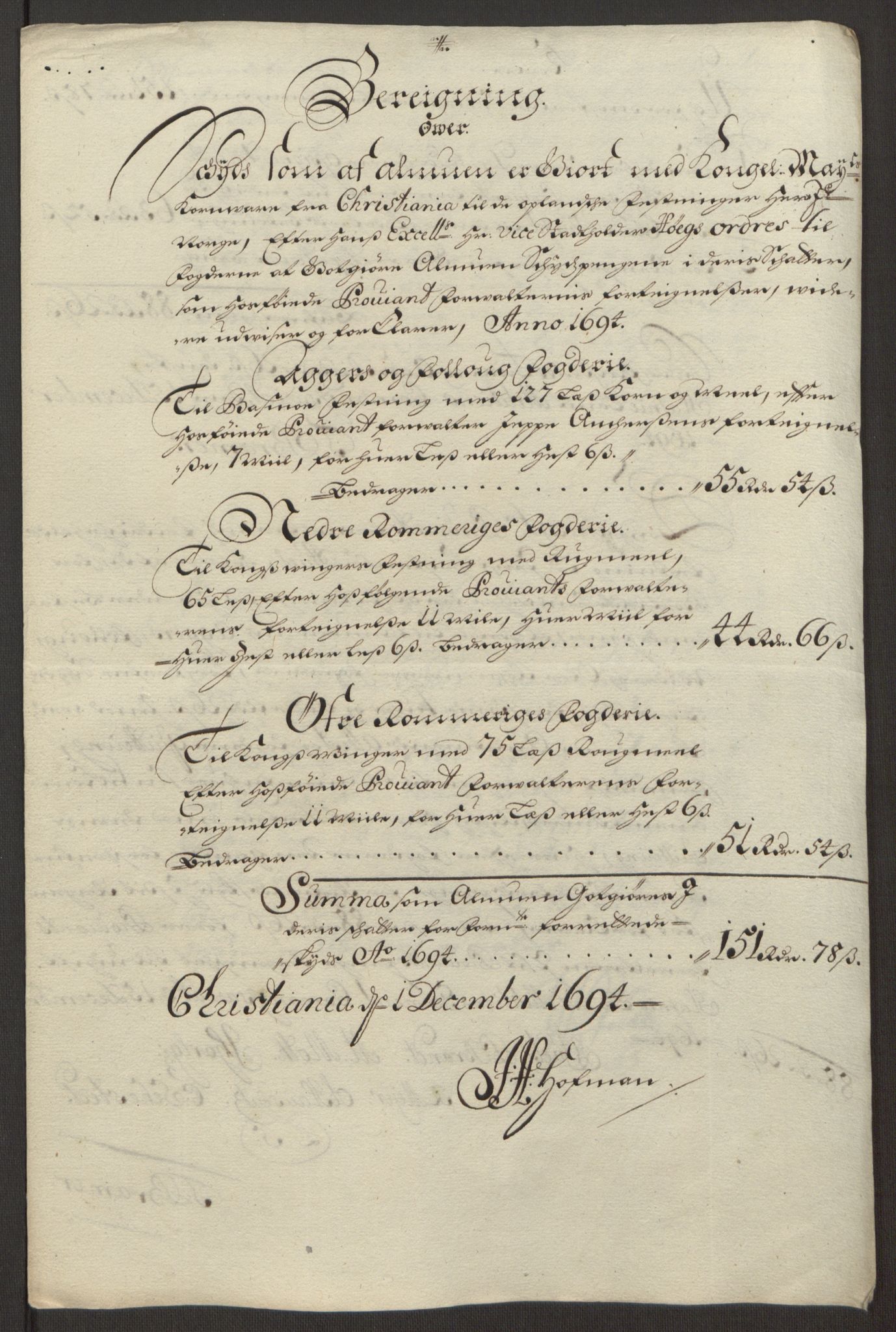 Rentekammeret inntil 1814, Reviderte regnskaper, Fogderegnskap, RA/EA-4092/R12/L0707: Fogderegnskap Øvre Romerike, 1695, p. 248