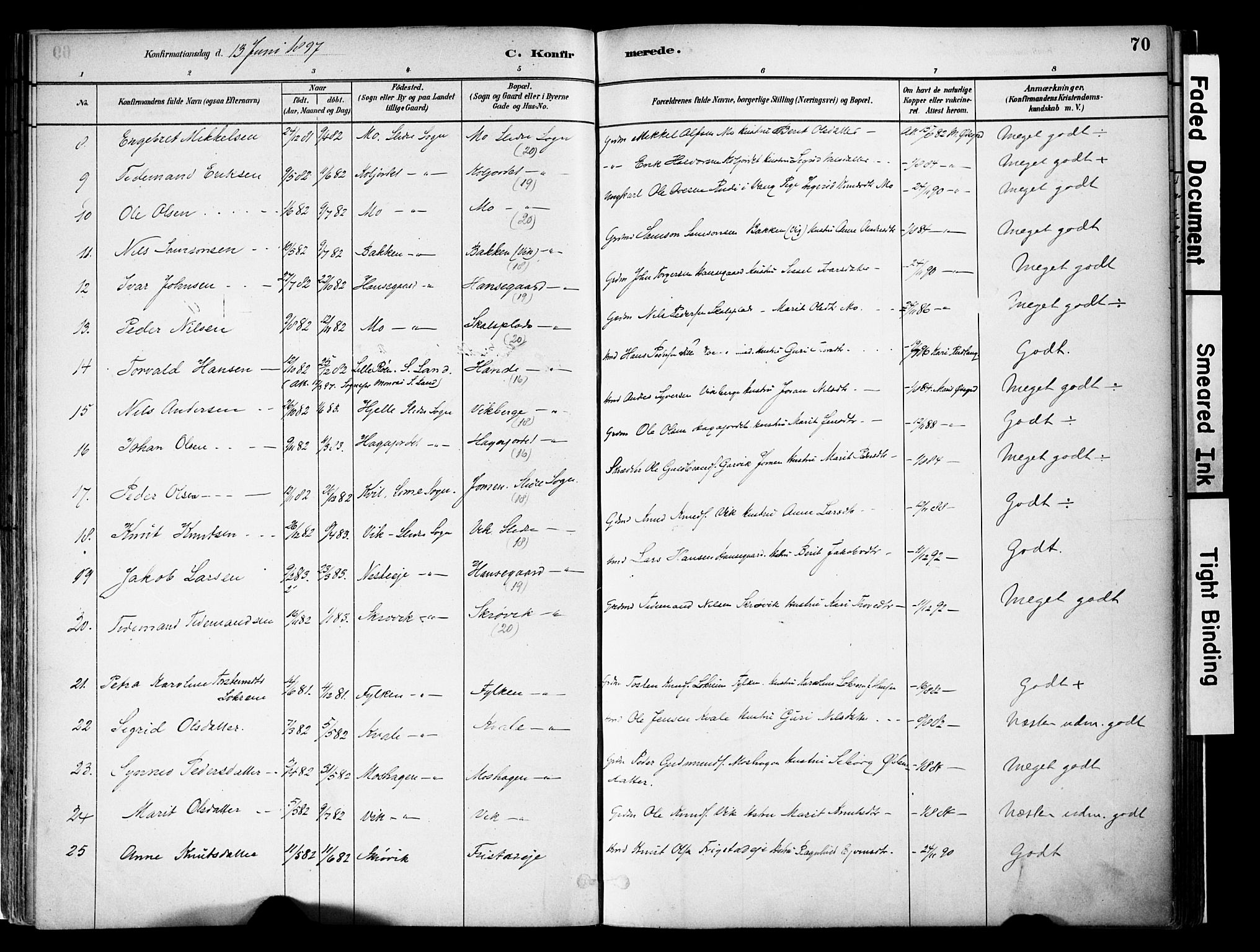 Vestre Slidre prestekontor, SAH/PREST-136/H/Ha/Haa/L0004: Parish register (official) no. 4, 1881-1911, p. 70