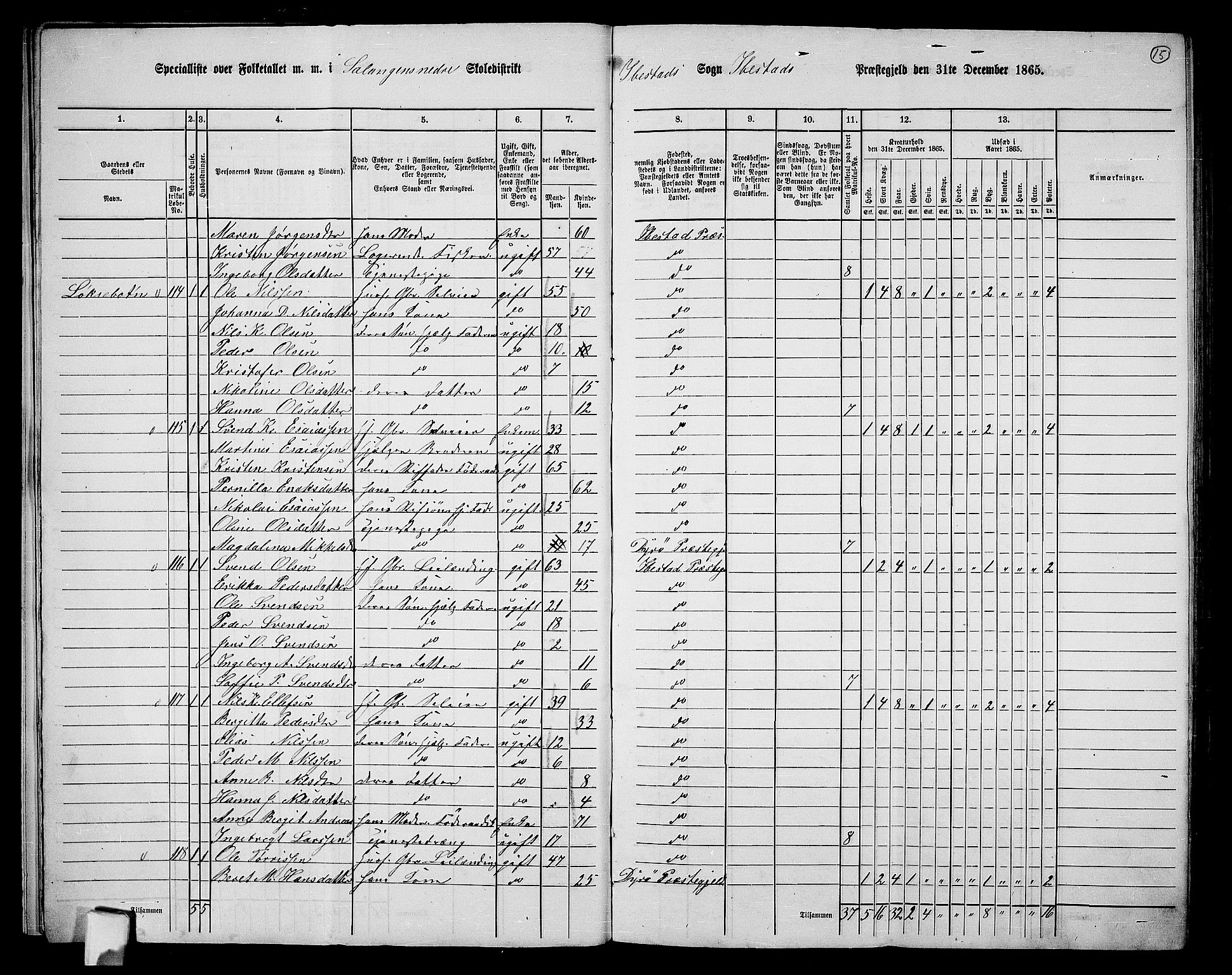 RA, 1865 census for Ibestad, 1865, p. 15