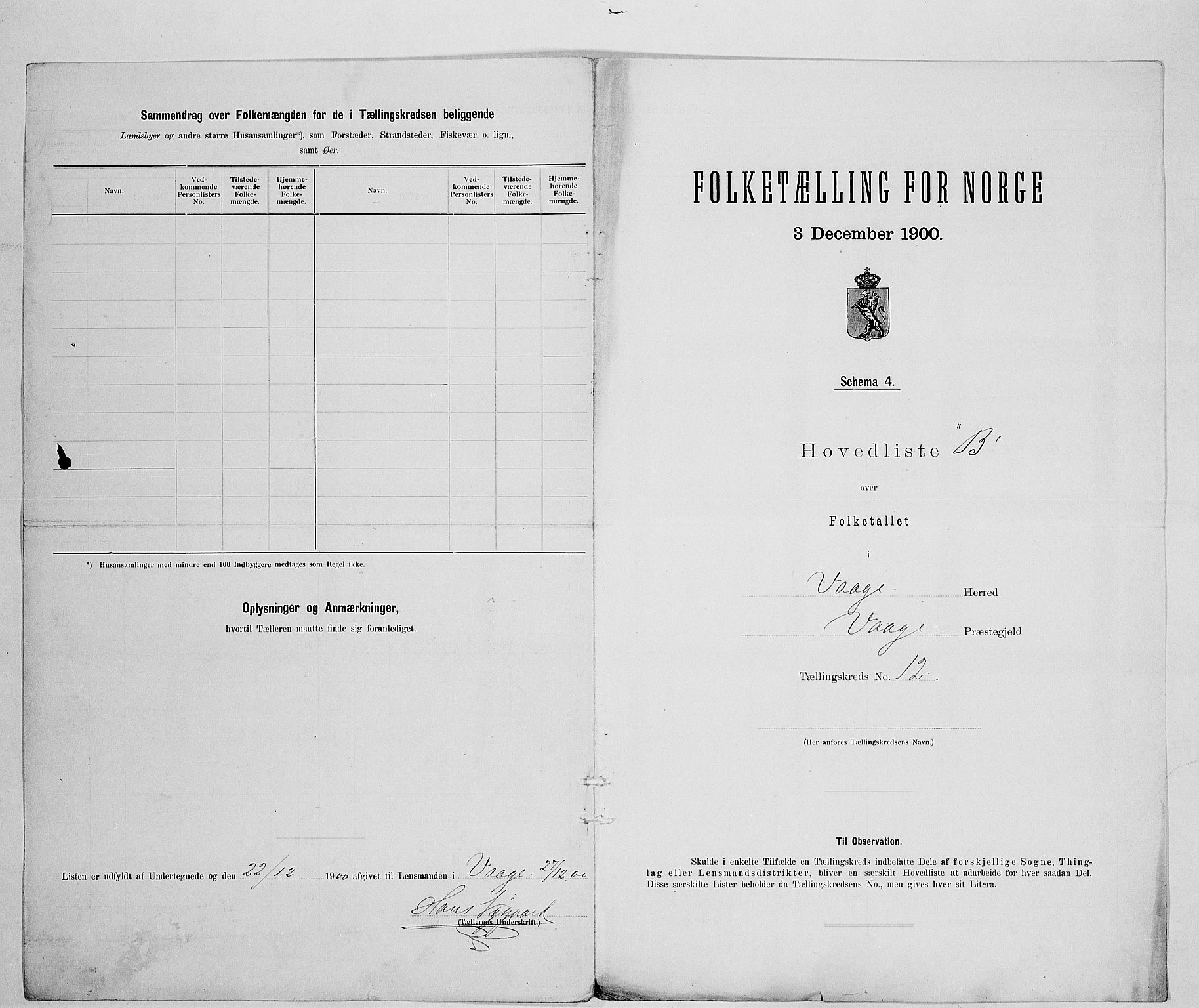 SAH, 1900 census for Vågå, 1900, p. 54