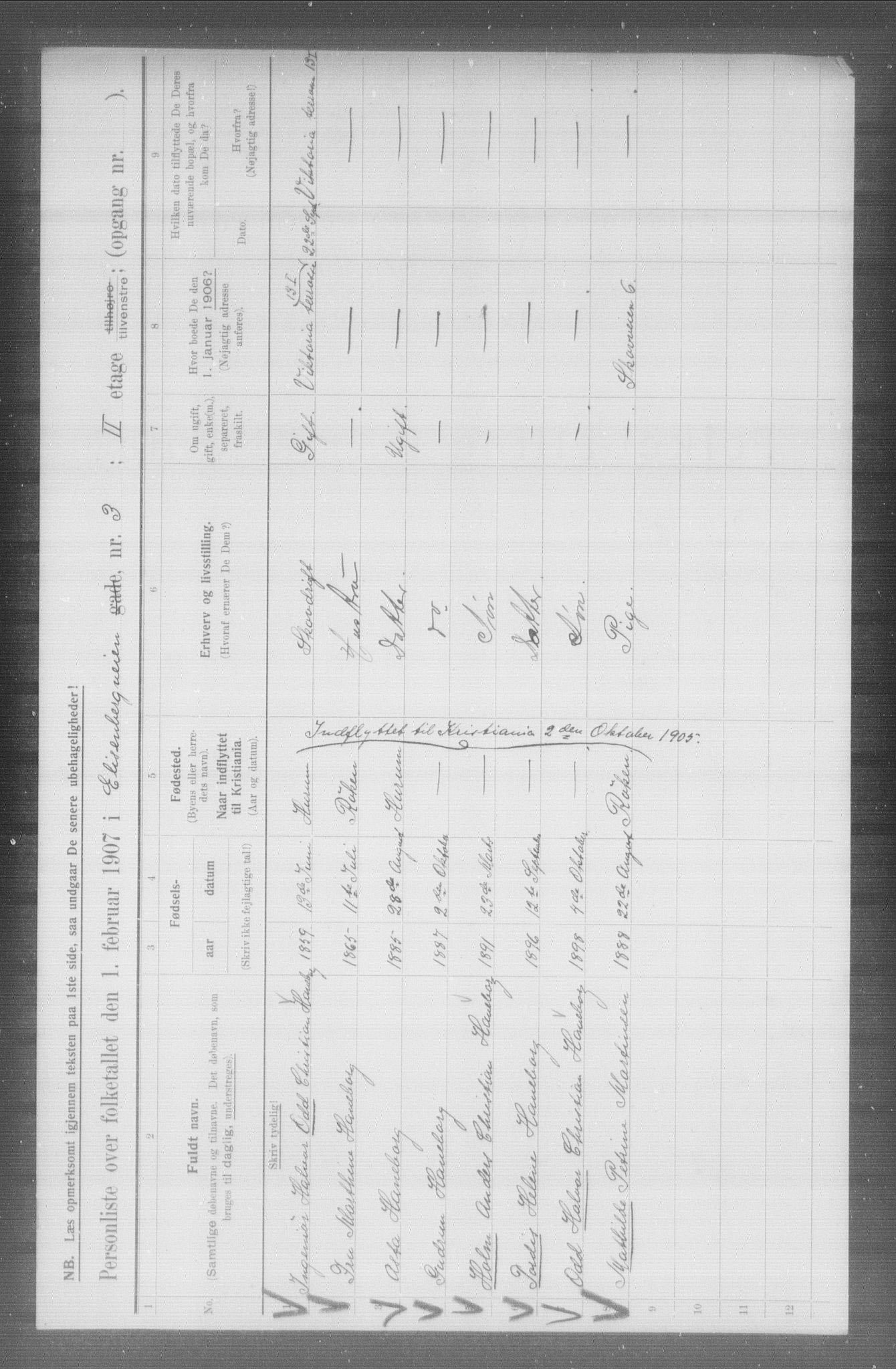 OBA, Municipal Census 1907 for Kristiania, 1907, p. 10307