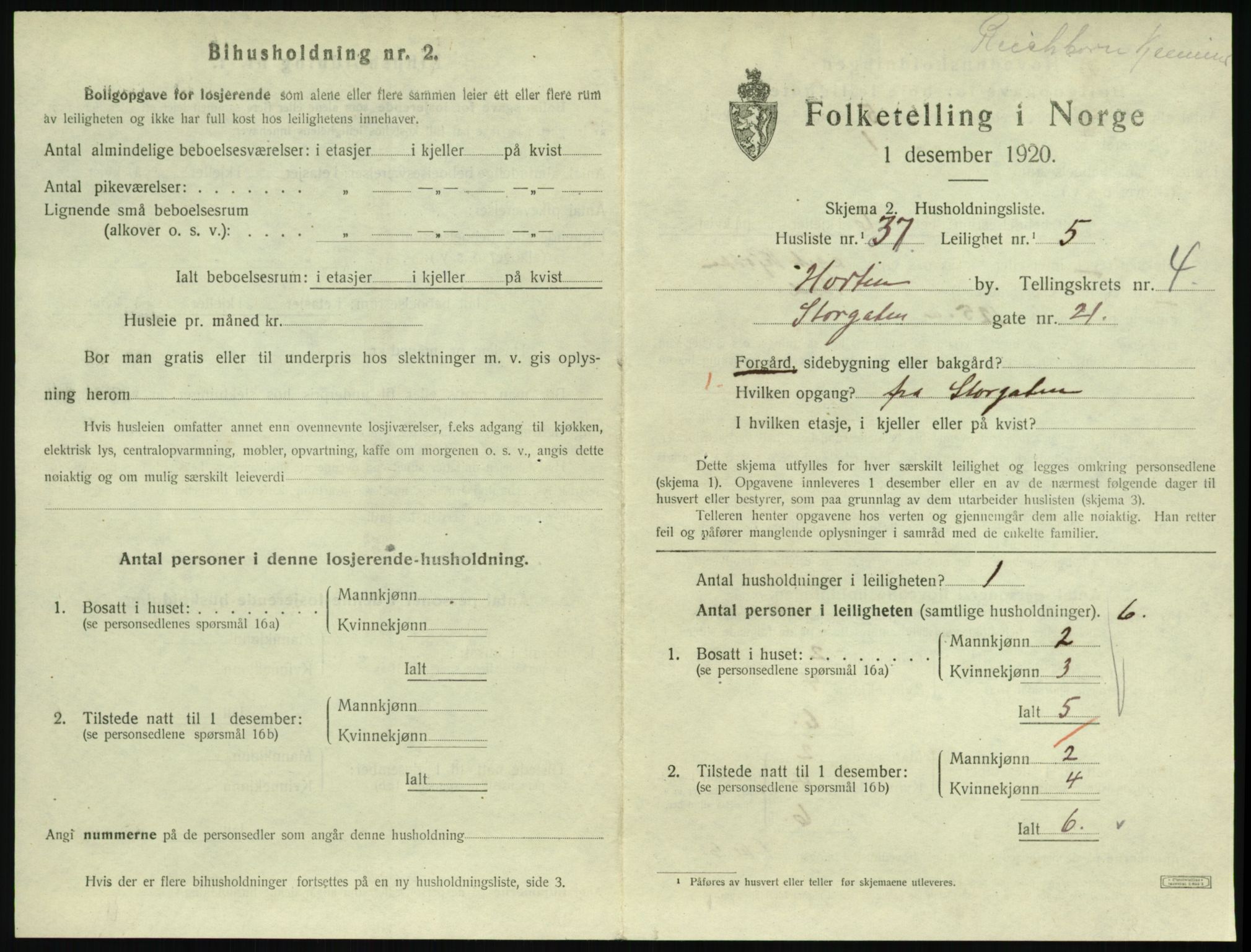 SAKO, 1920 census for Horten, 1920, p. 4979