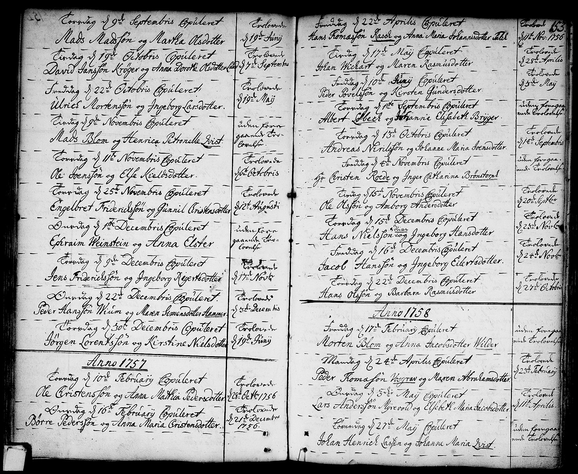 Strømsø kirkebøker, AV/SAKO-A-246/F/Fa/L0009: Parish register (official) no. I 9, 1752-1791, p. 153