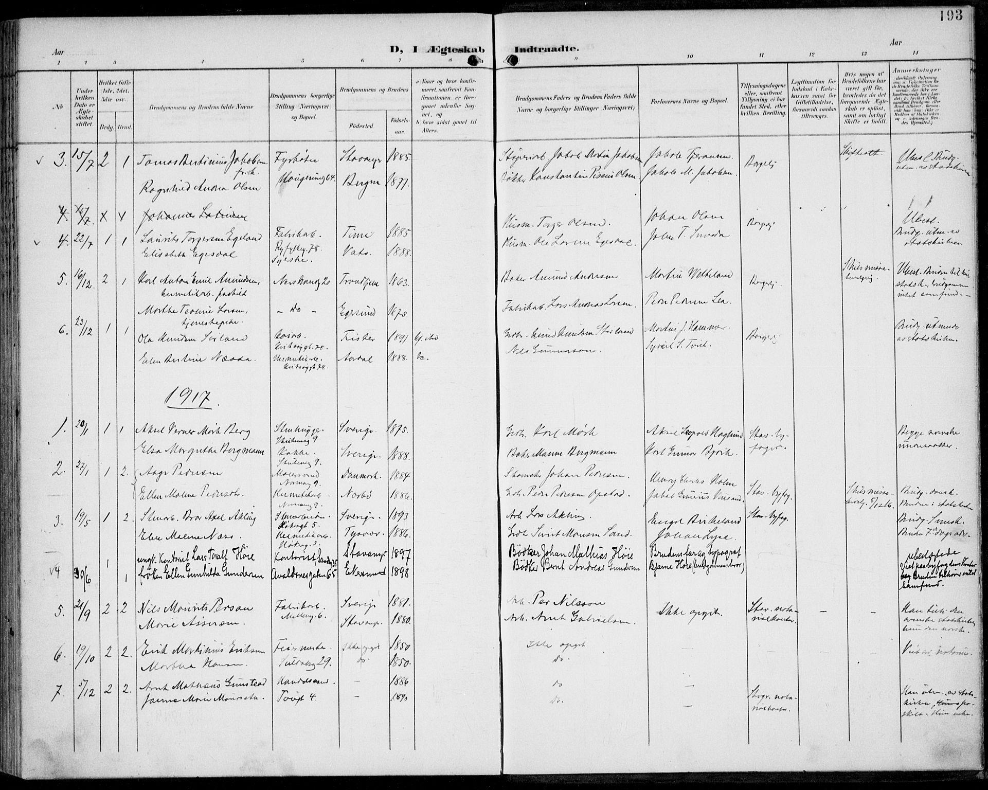 St. Johannes sokneprestkontor, SAST/A-101814/002/B/L0001: Parish register (official) no. A 8, 1899-1917, p. 193
