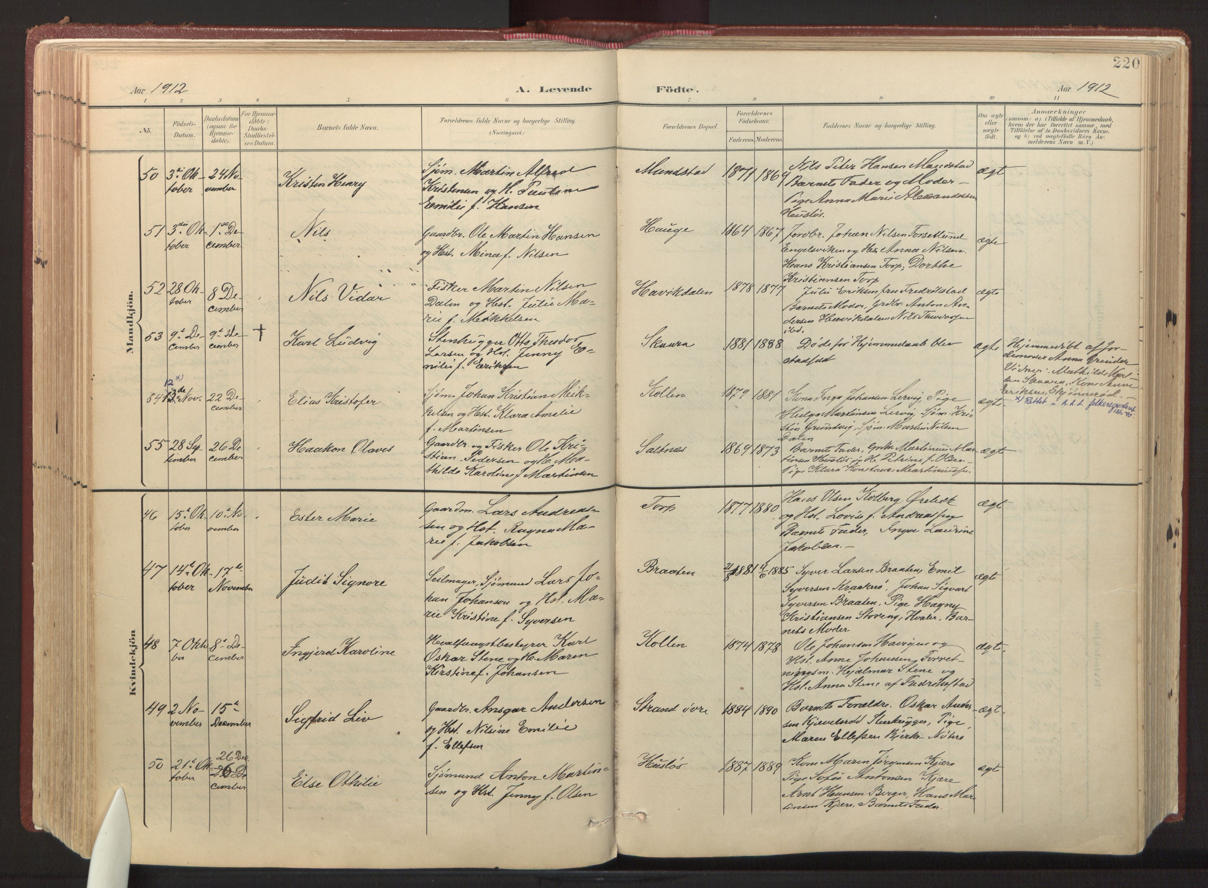 Onsøy prestekontor Kirkebøker, AV/SAO-A-10914/F/Fa/L0008: Parish register (official) no. I 8, 1899-1923, p. 220