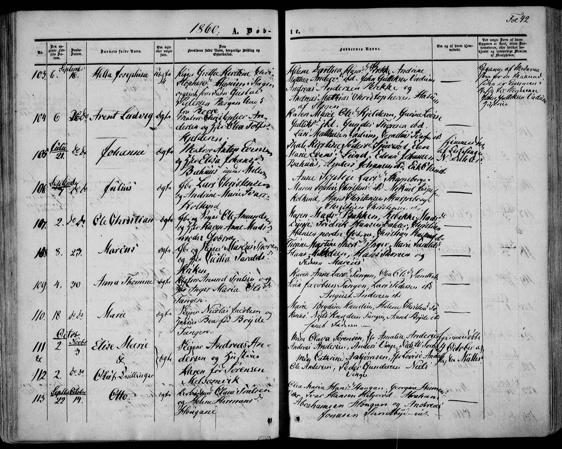 Stokke kirkebøker, SAKO/A-320/F/Fa/L0008: Parish register (official) no. I 8, 1858-1871, p. 42