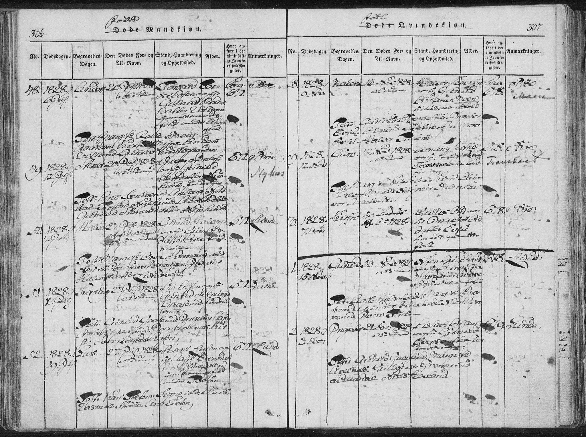 Bø kirkebøker, SAKO/A-257/F/Fa/L0006: Parish register (official) no. 6, 1815-1831, p. 306-307