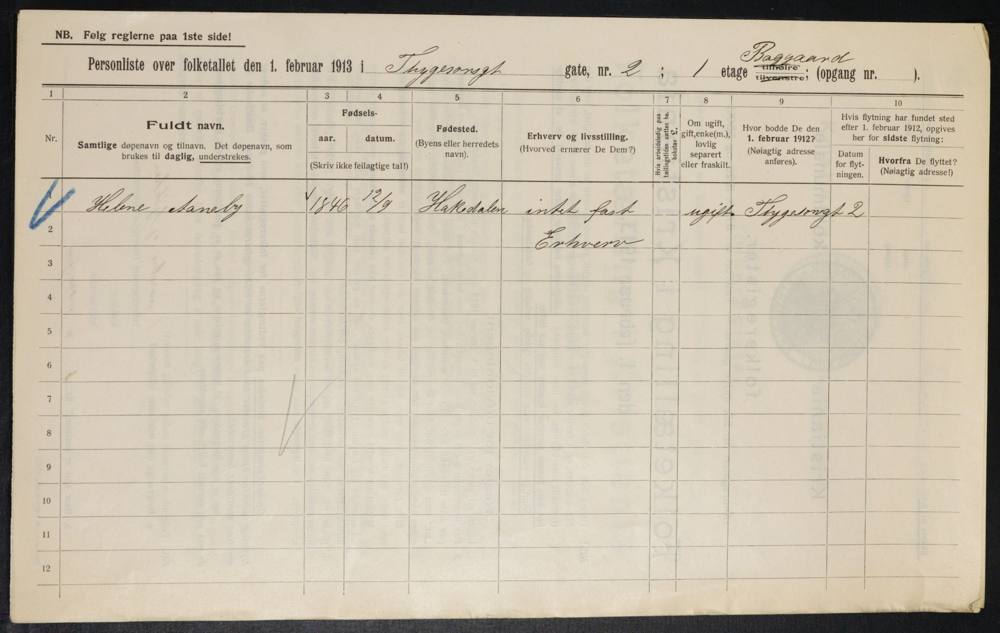 OBA, Municipal Census 1913 for Kristiania, 1913, p. 111388