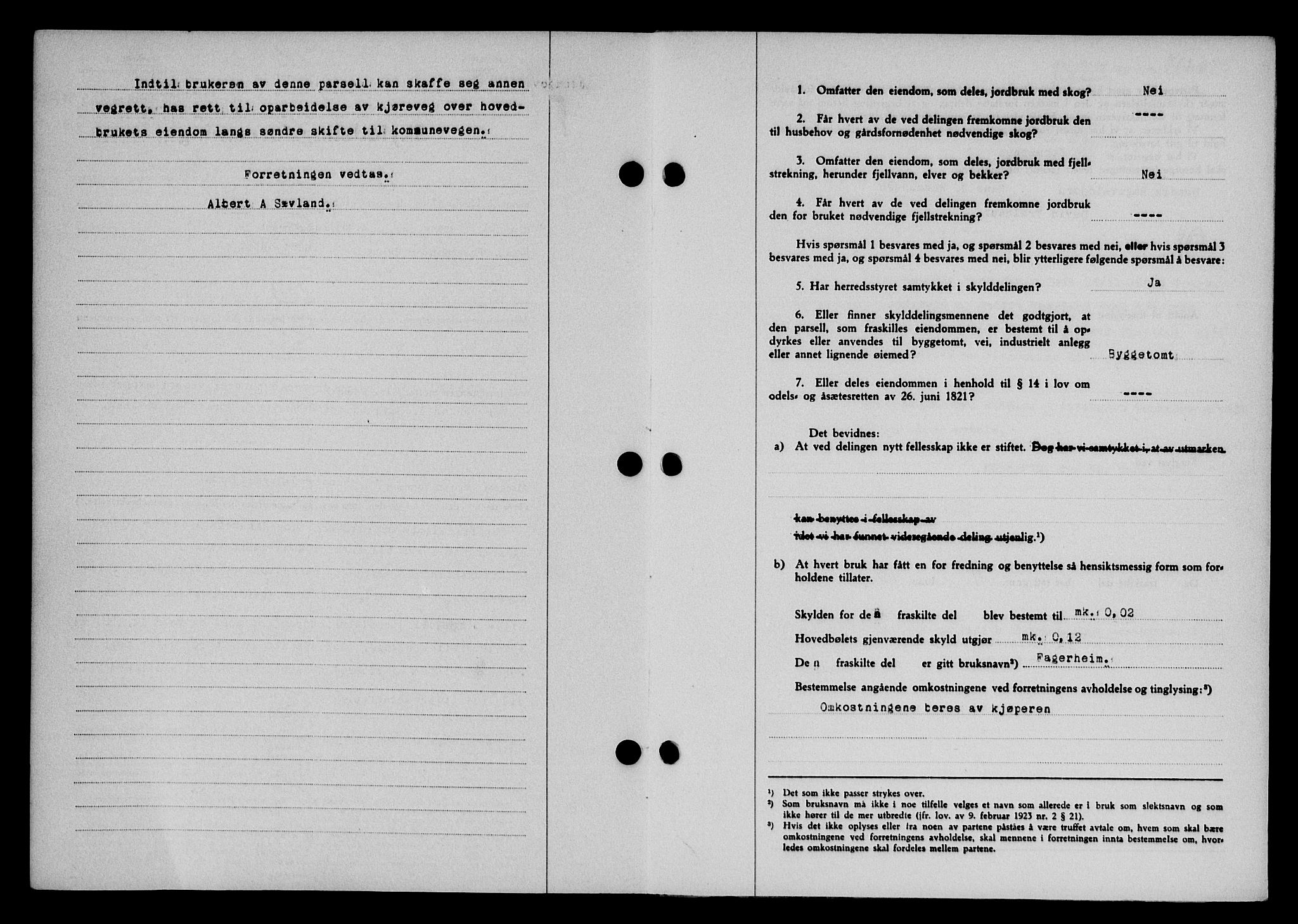 Karmsund sorenskriveri, SAST/A-100311/01/II/IIB/L0080: Mortgage book no. 61A, 1943-1943, Diary no: : 1665/1943