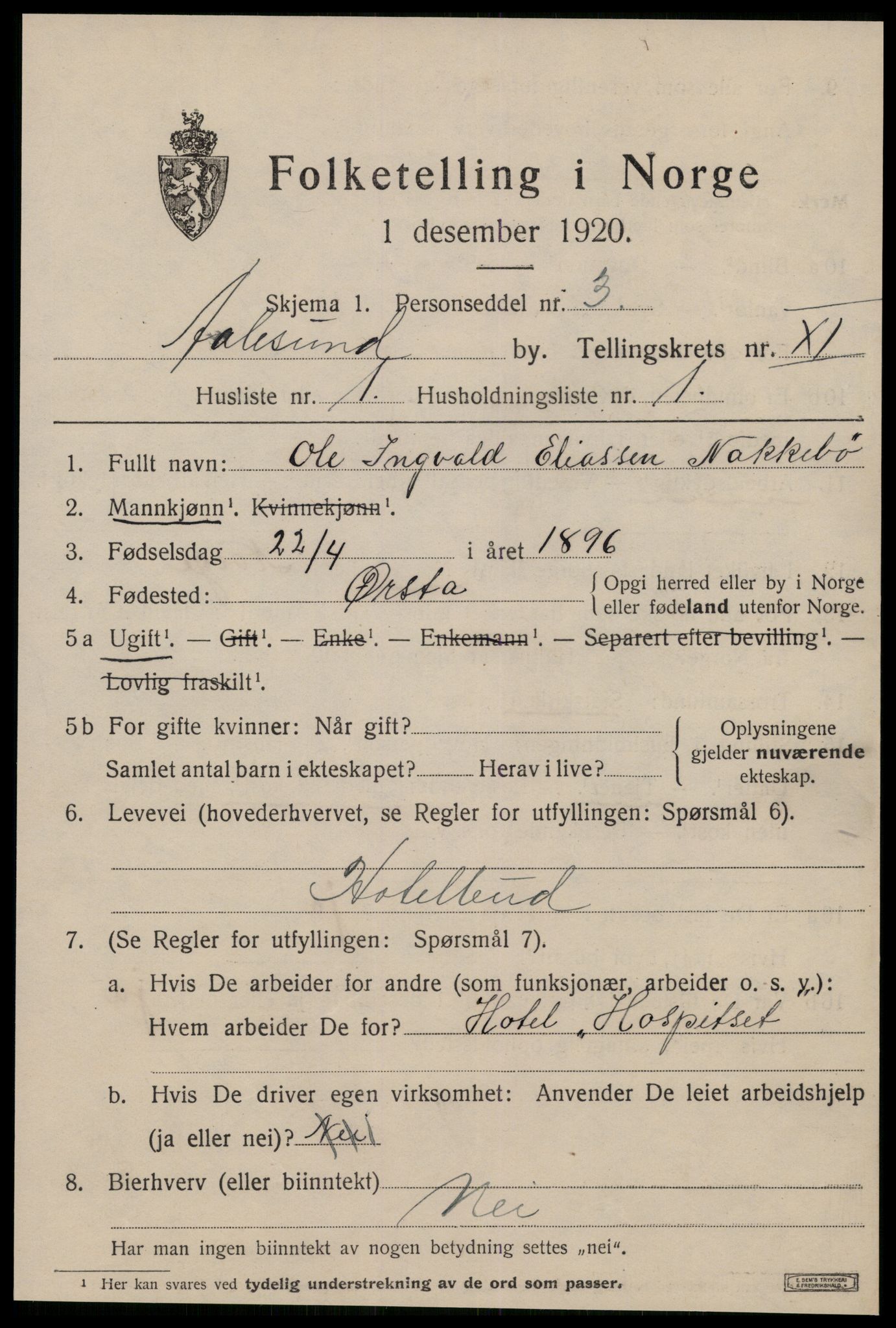 SAT, 1920 census for Ålesund, 1920, p. 24700