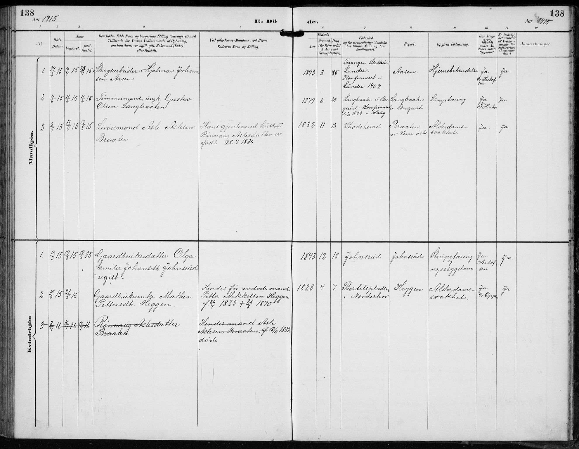 Lunder kirkebøker, SAKO/A-629/F/Fb/L0001: Parish register (official) no. II 1, 1893-1916, p. 138
