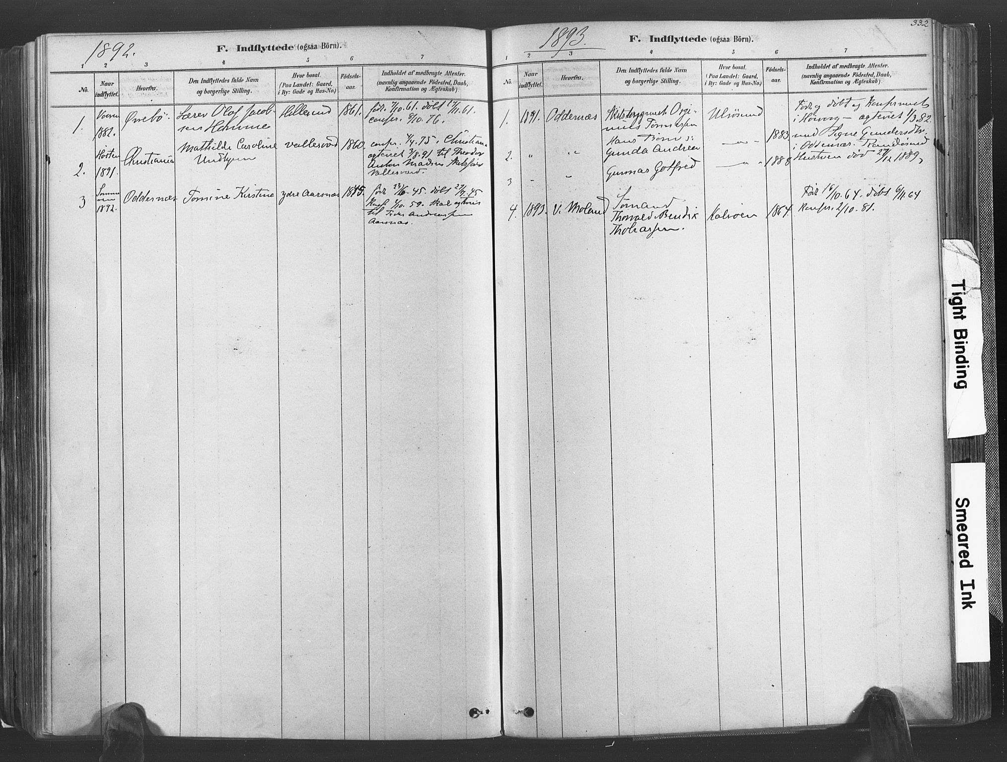 Høvåg sokneprestkontor, SAK/1111-0025/F/Fa/L0005: Parish register (official) no. A 5, 1878-1893, p. 332
