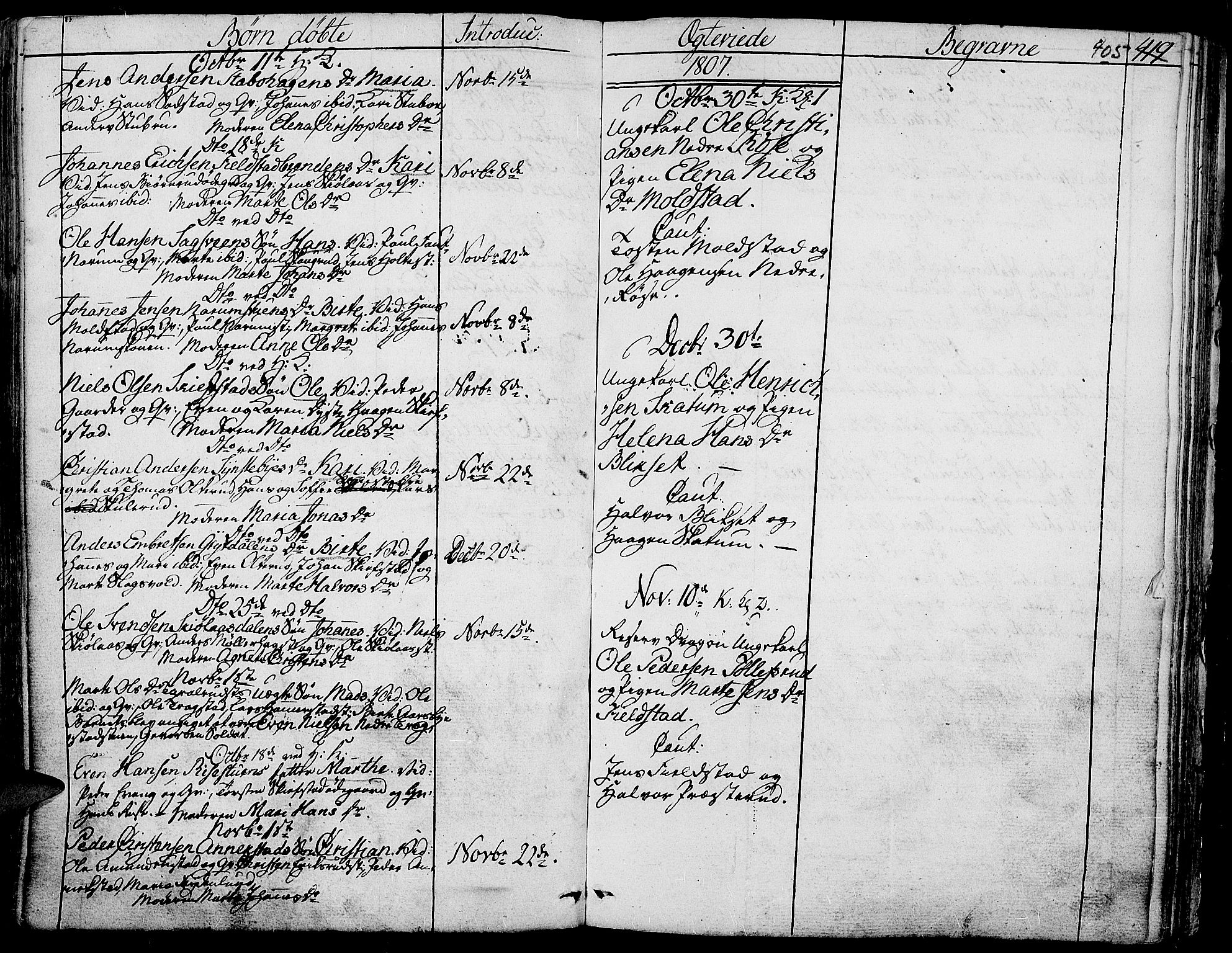 Toten prestekontor, AV/SAH-PREST-102/H/Ha/Haa/L0007: Parish register (official) no. 7, 1794-1809, p. 405